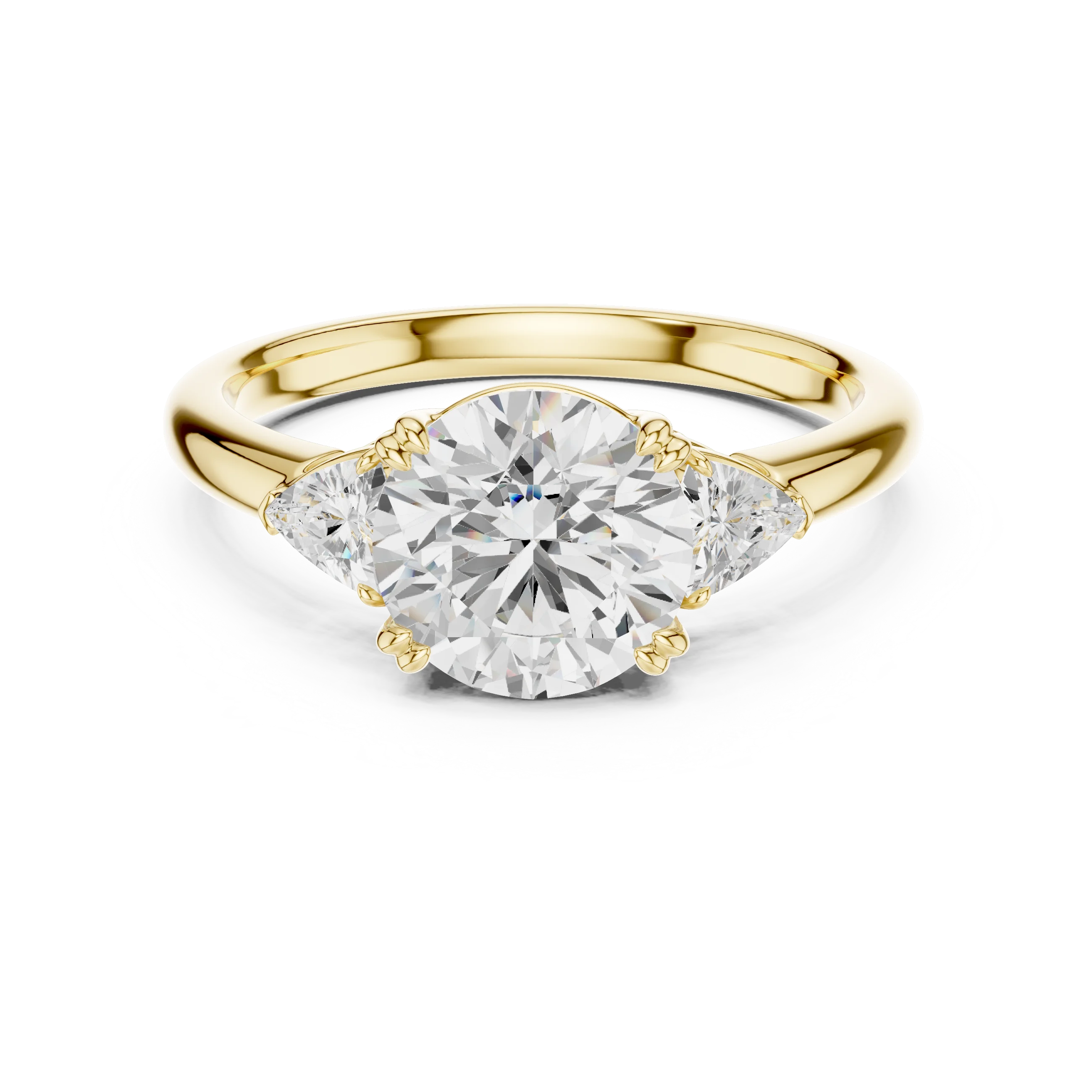 Trillion Side Diamond Round Shape Engagement Ring