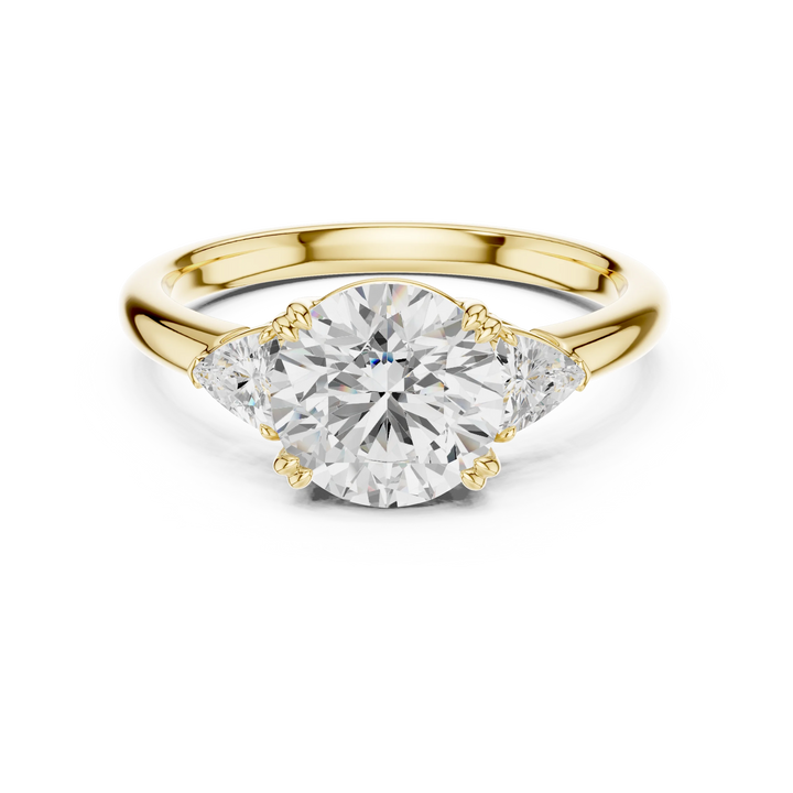 Trillion Side Diamond Round Shape Engagement Ring