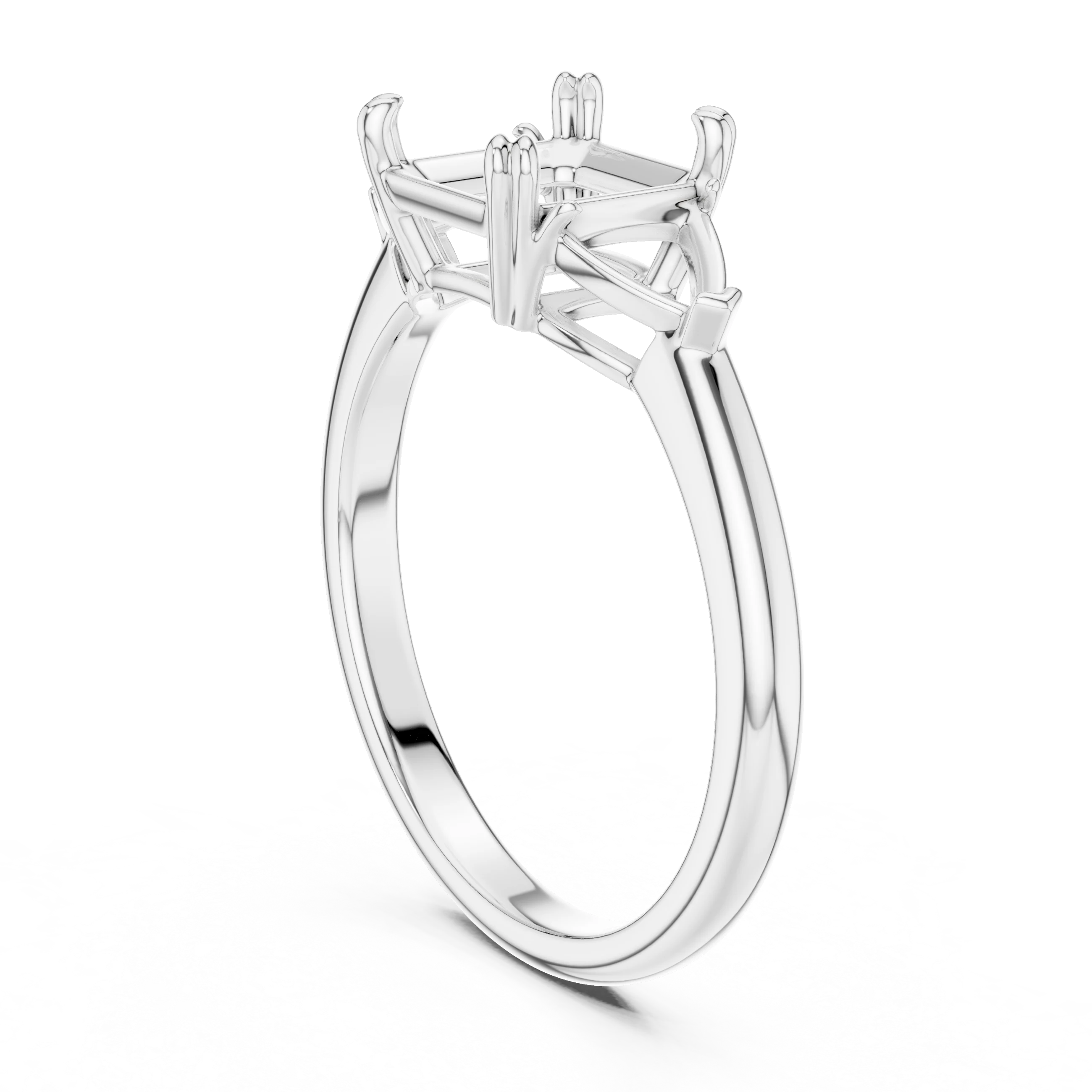 Square Emerald Cut Diamond Three Stone Engagement Ring