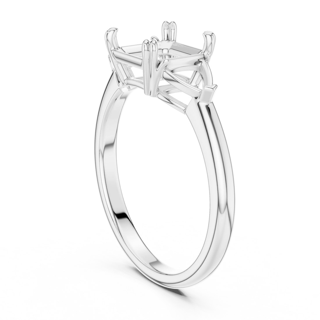Square Emerald Cut Diamond Three Stone Engagement Ring