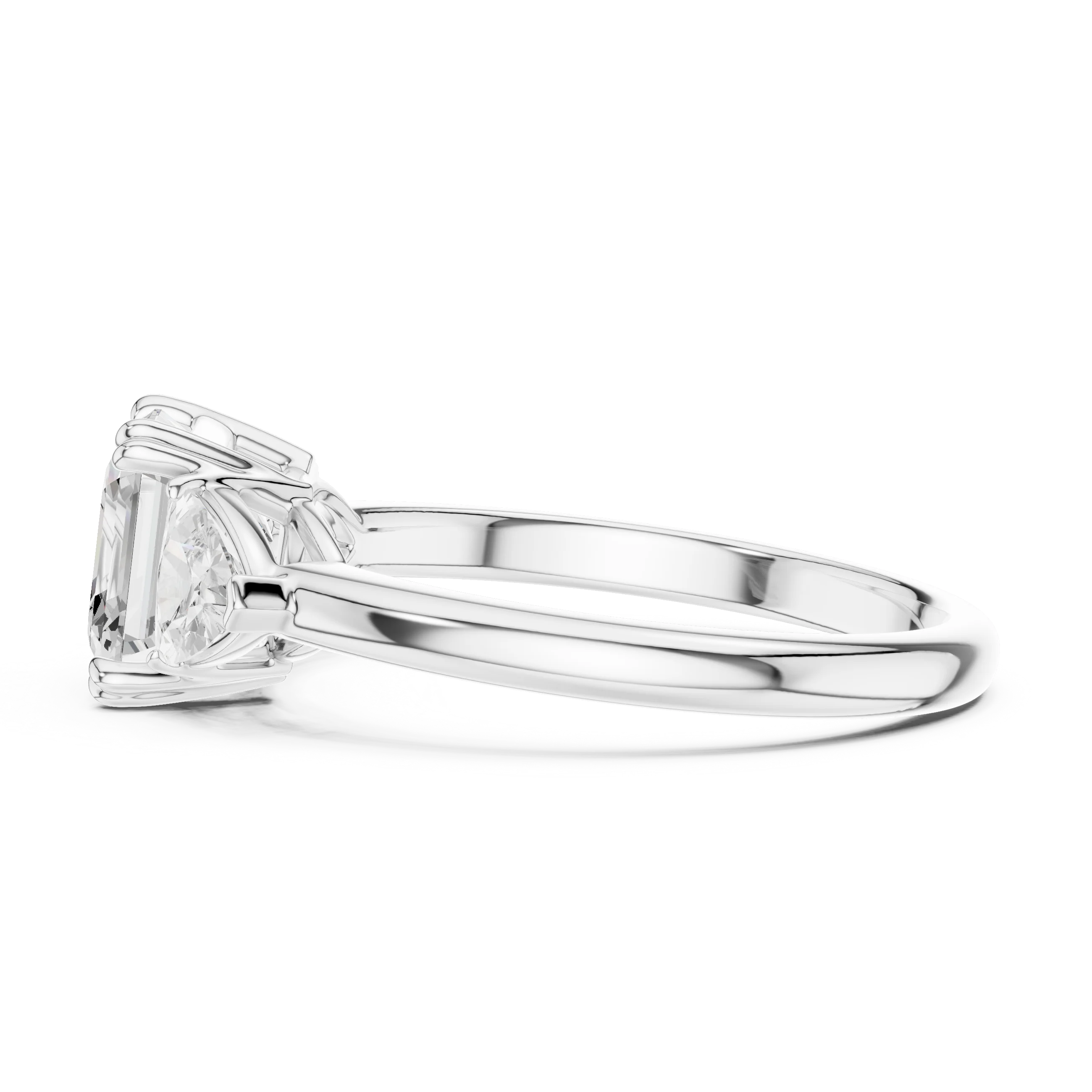 Square Emerald Cut Diamond Three Stone Engagement Ring