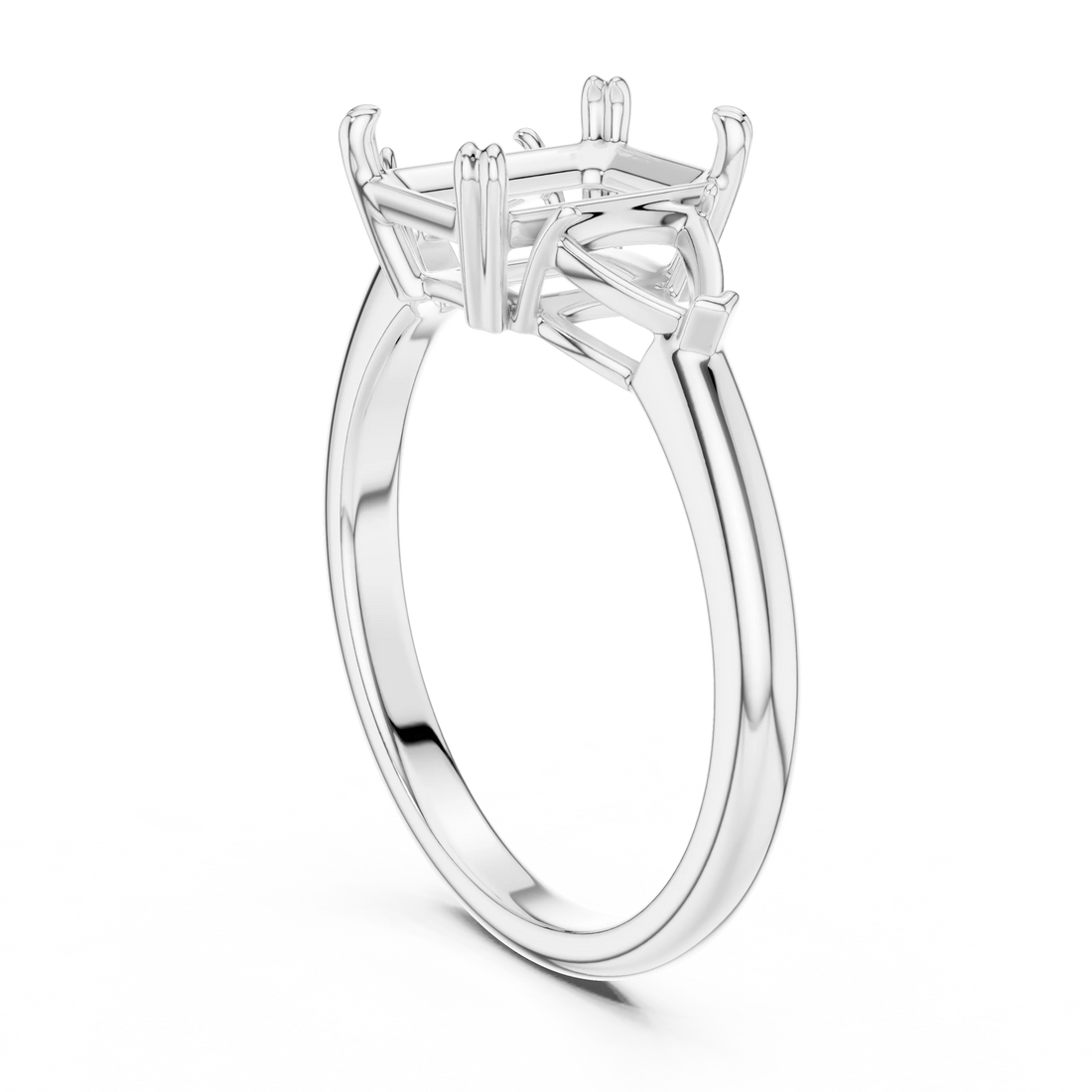 Emerald Cut Diamond Three Stone Engagement Ring