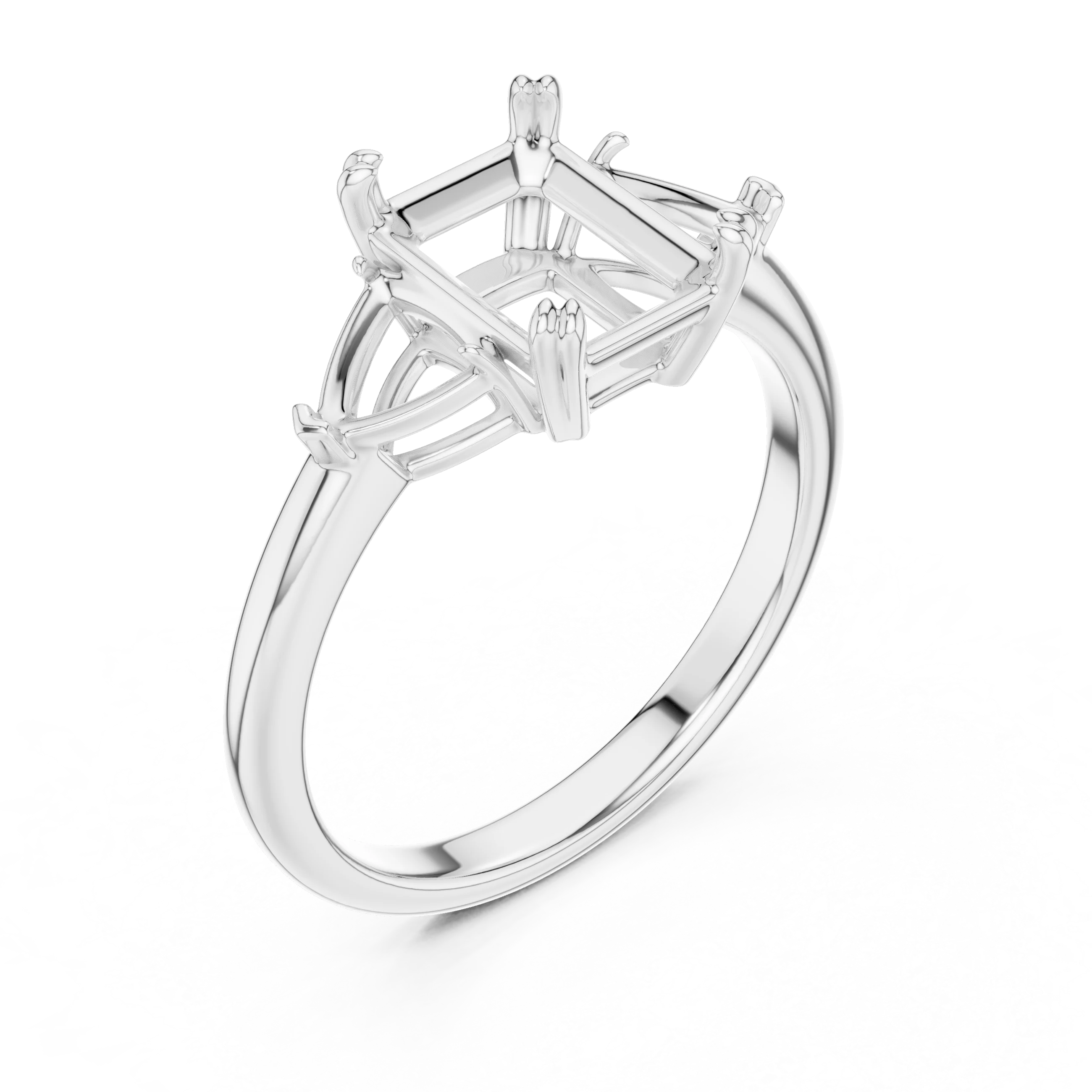 Emerald Cut Diamond Three Stone Engagement Ring