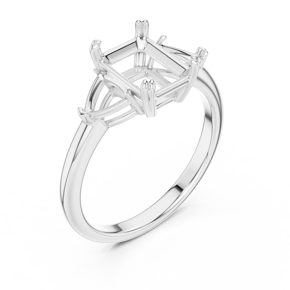 Emerald Cut Diamond Three Stone Engagement Ring