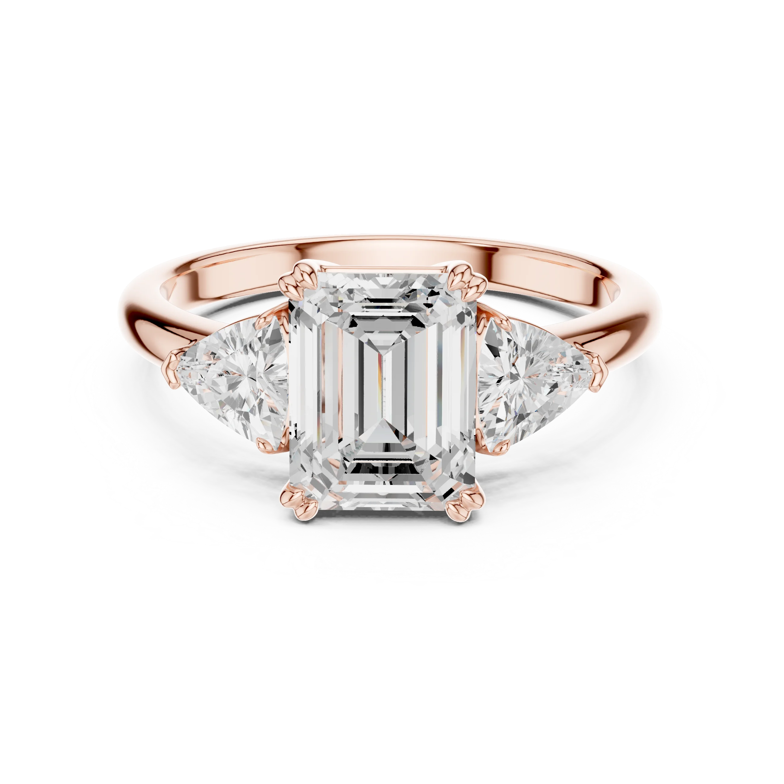 Emerald Cut Diamond Three Stone Engagement Ring