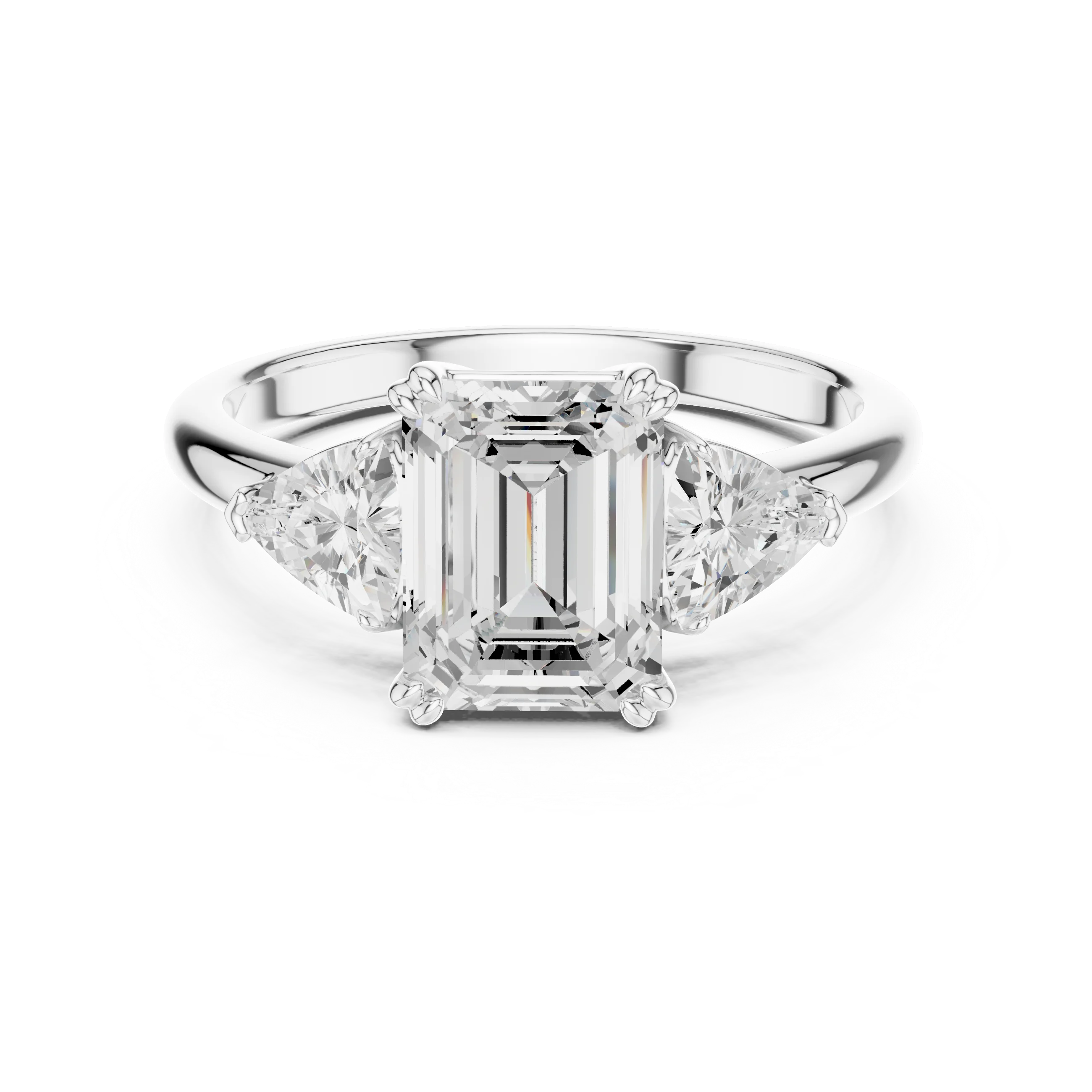 Emerald Cut Diamond Three Stone Engagement Ring