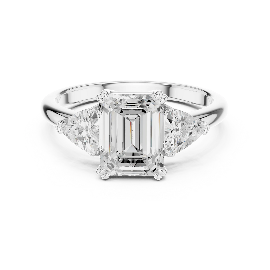 Emerald Cut Diamond Three Stone Engagement Ring