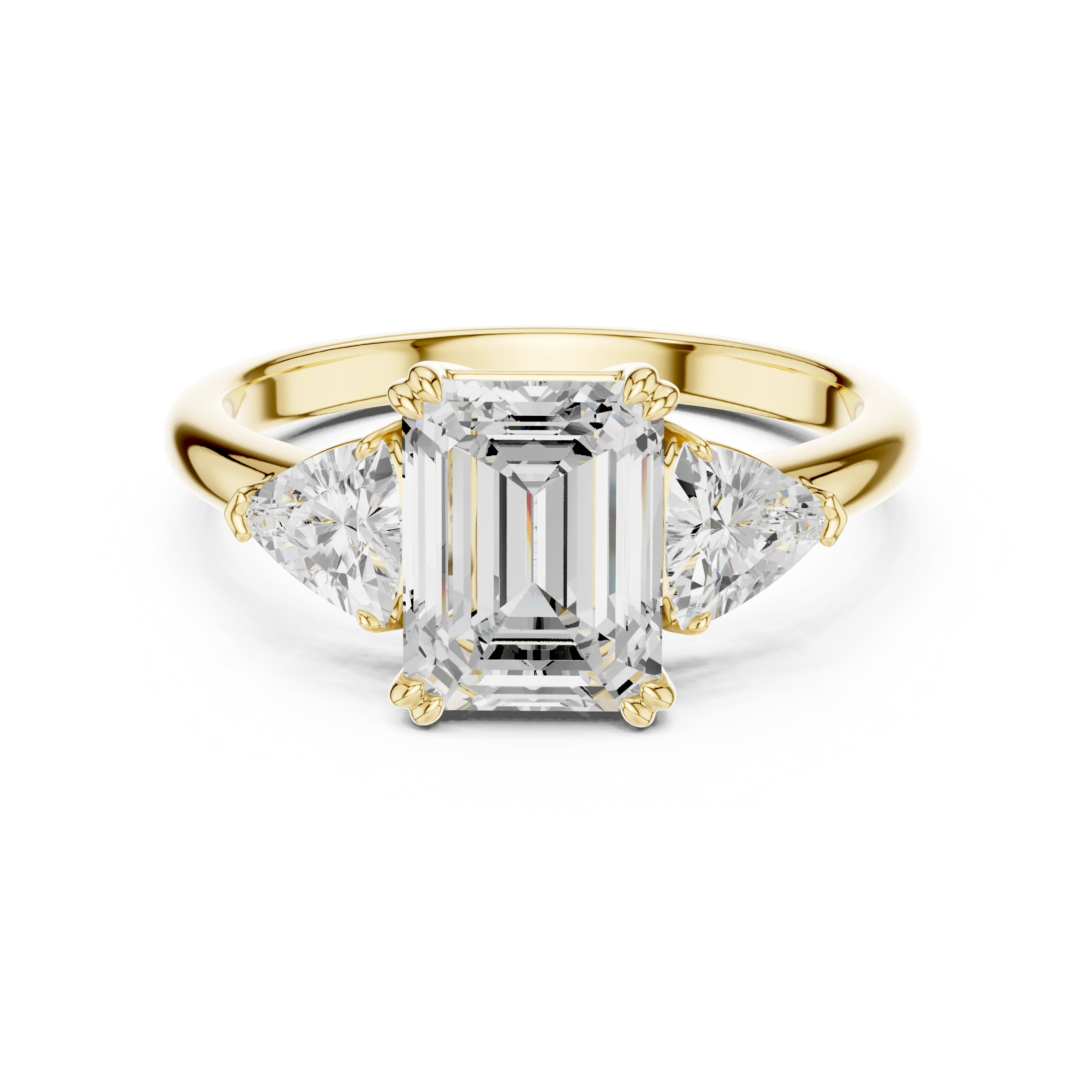Emerald Cut Diamond Three Stone Engagement Ring