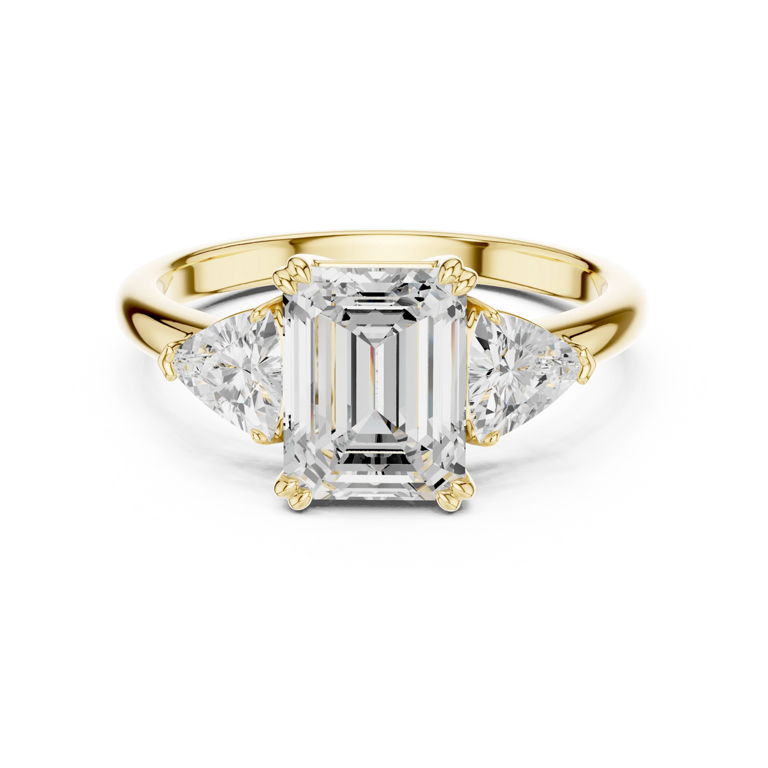 Emerald Cut Diamond Three Stone Engagement Ring