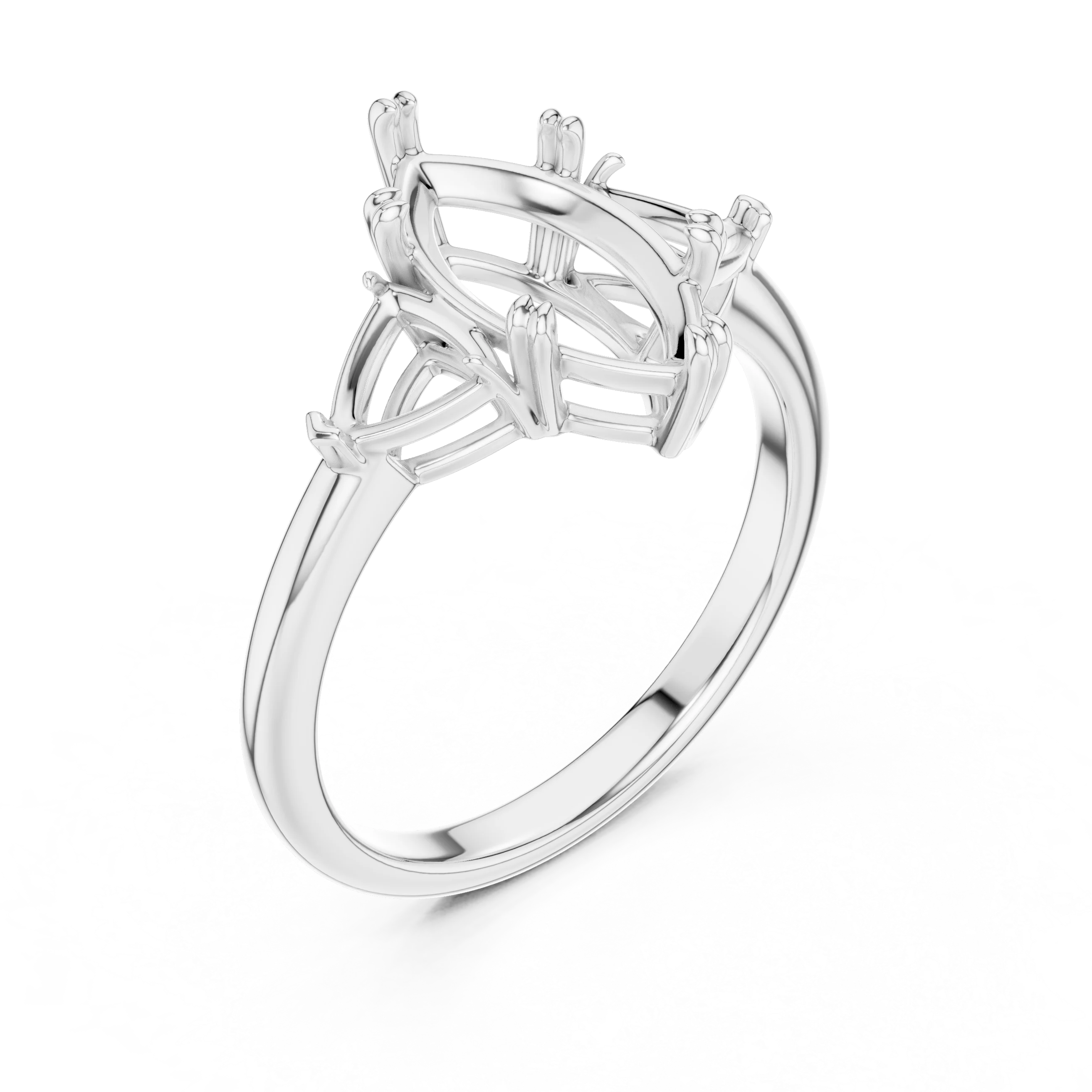Marquise Cut Diamond Three Stone Engagement Ring