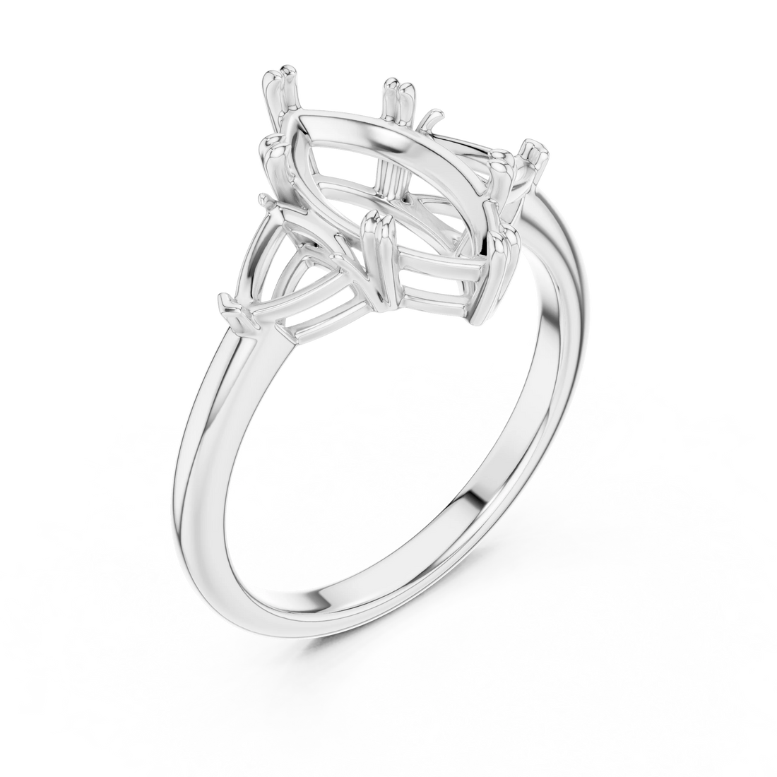 Marquise Cut Diamond Three Stone Engagement Ring
