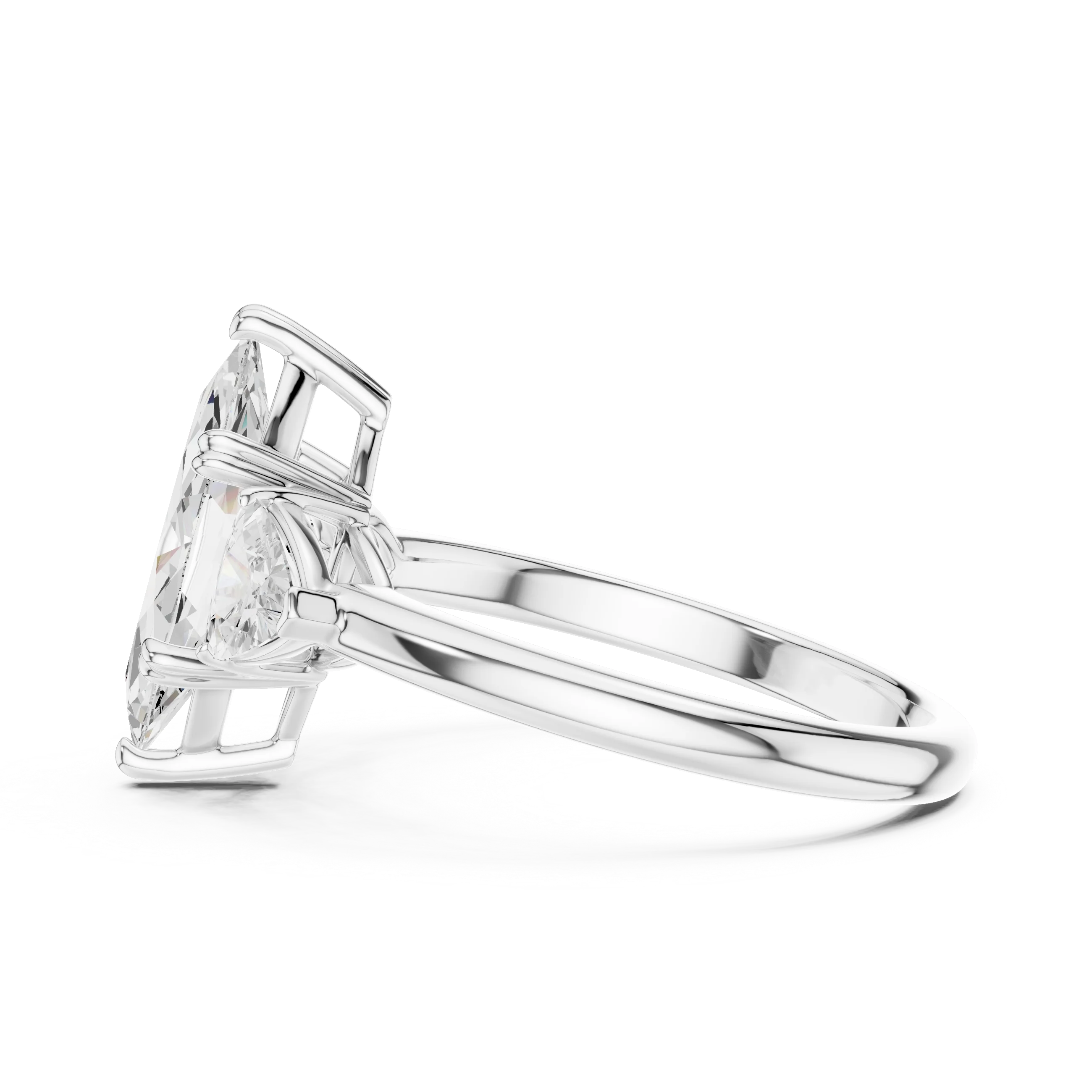 Marquise Cut Diamond Three Stone Engagement Ring