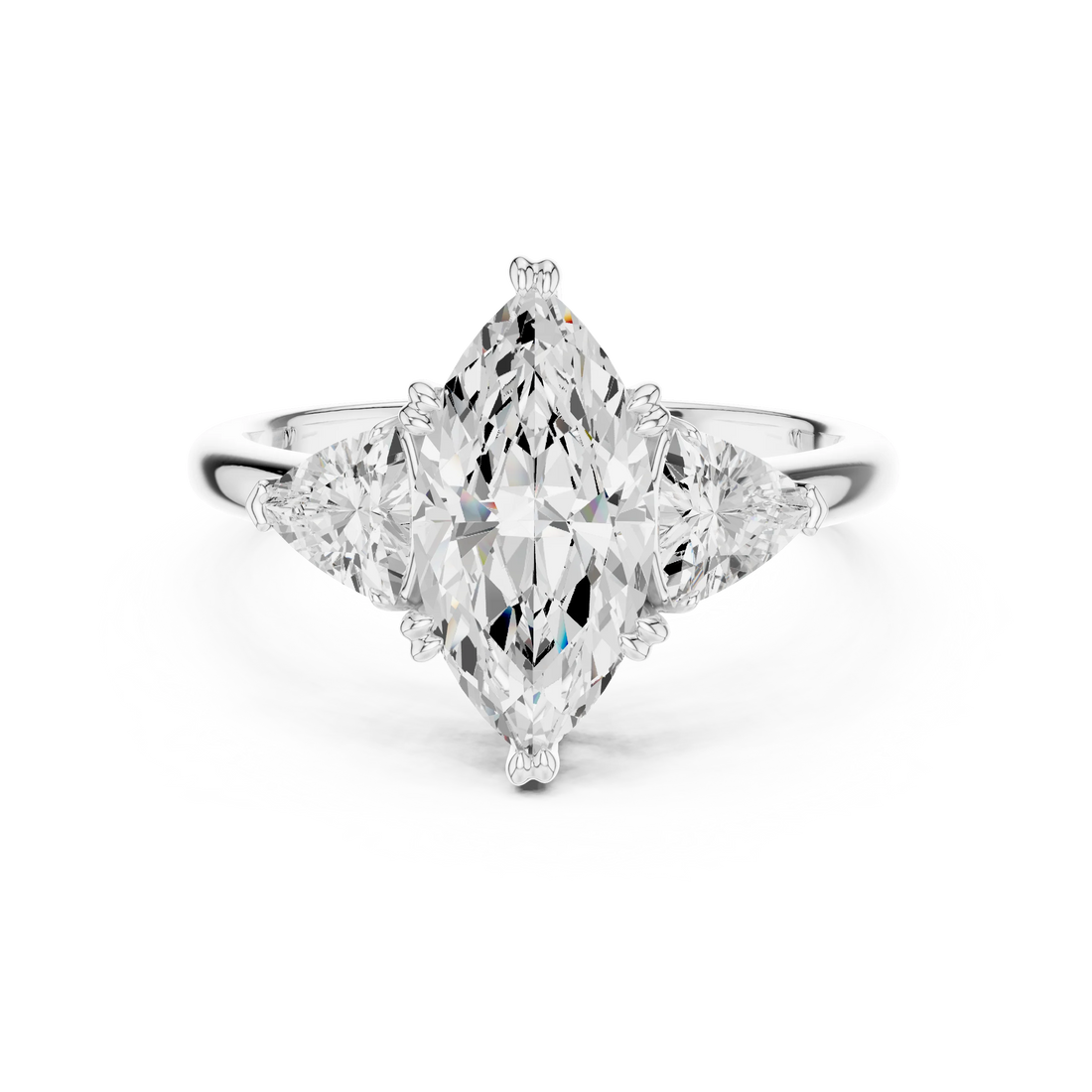 Marquise Cut Diamond Three Stone Engagement Ring