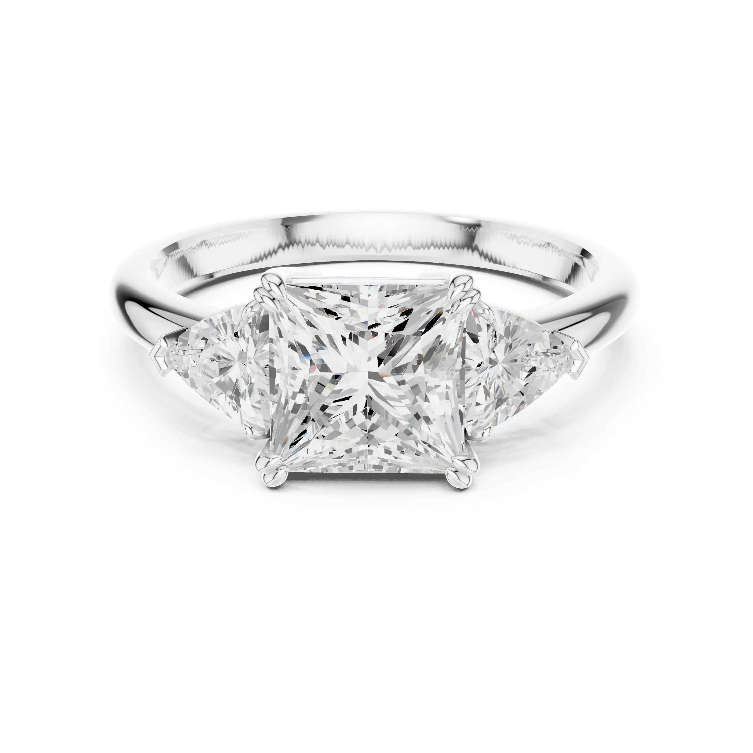 Princess Cut Diamond Three Stone Engagement Ring
