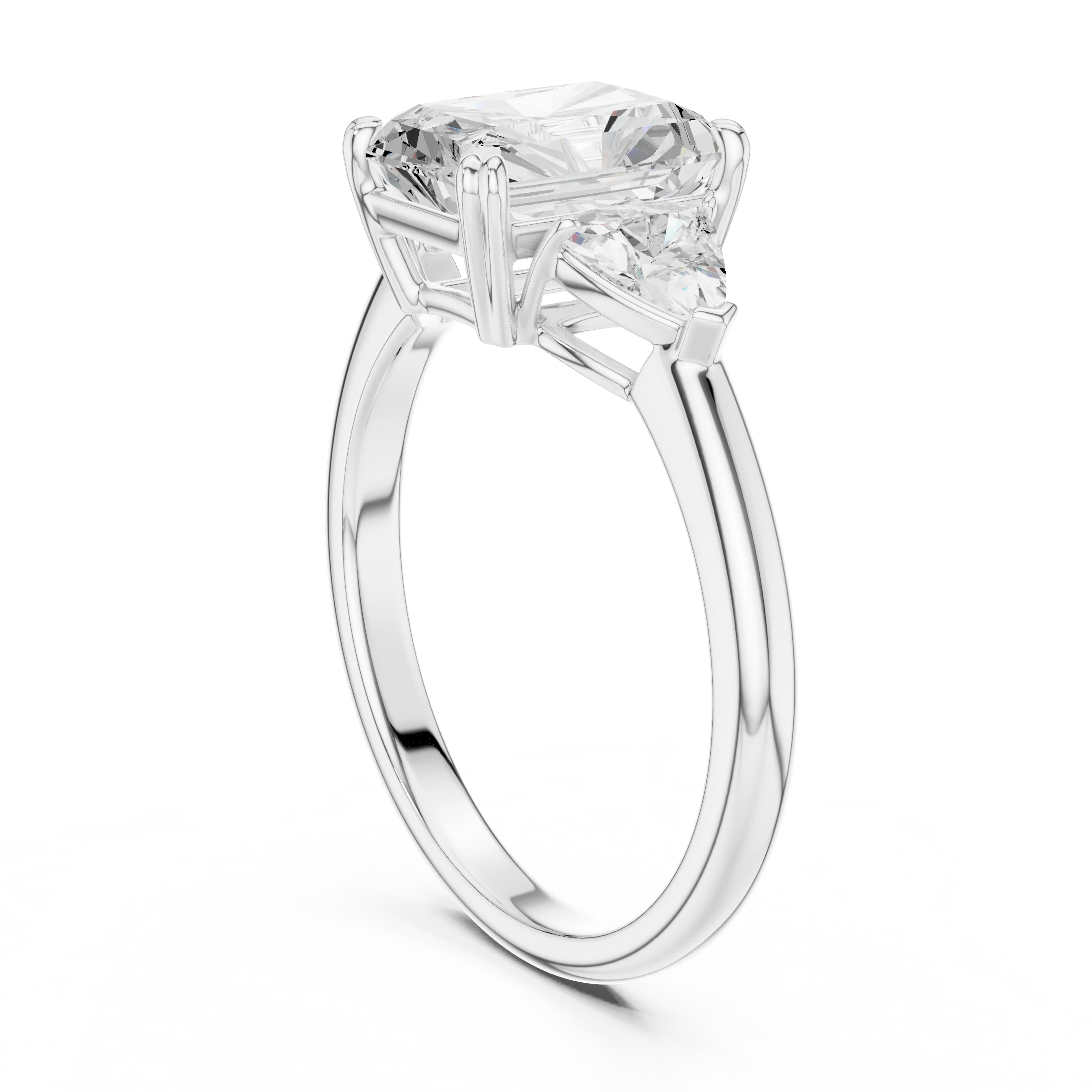 Radiant Cut Diamond Three Stone Engagement Ring