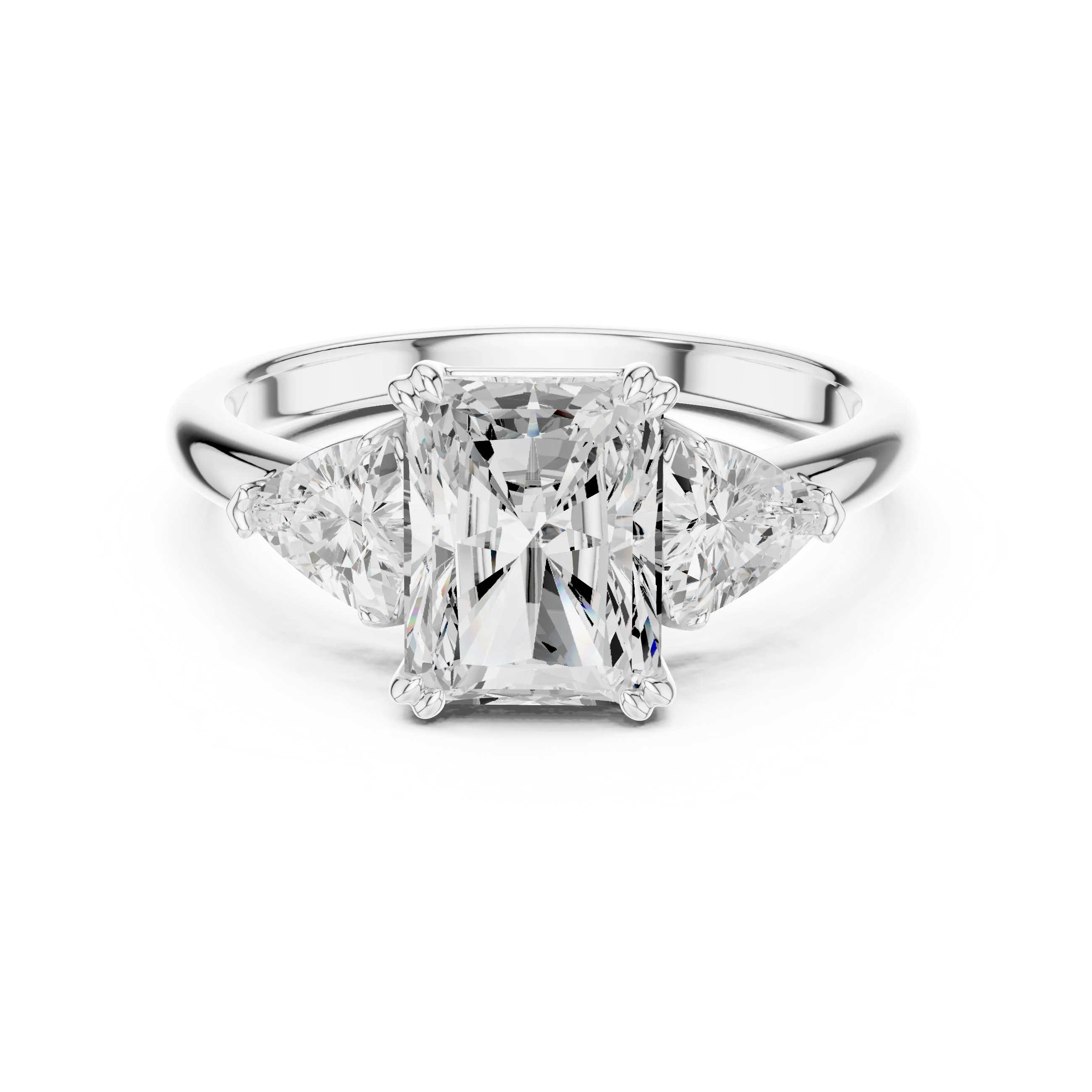 Radiant Cut Diamond Three Stone Engagement Ring