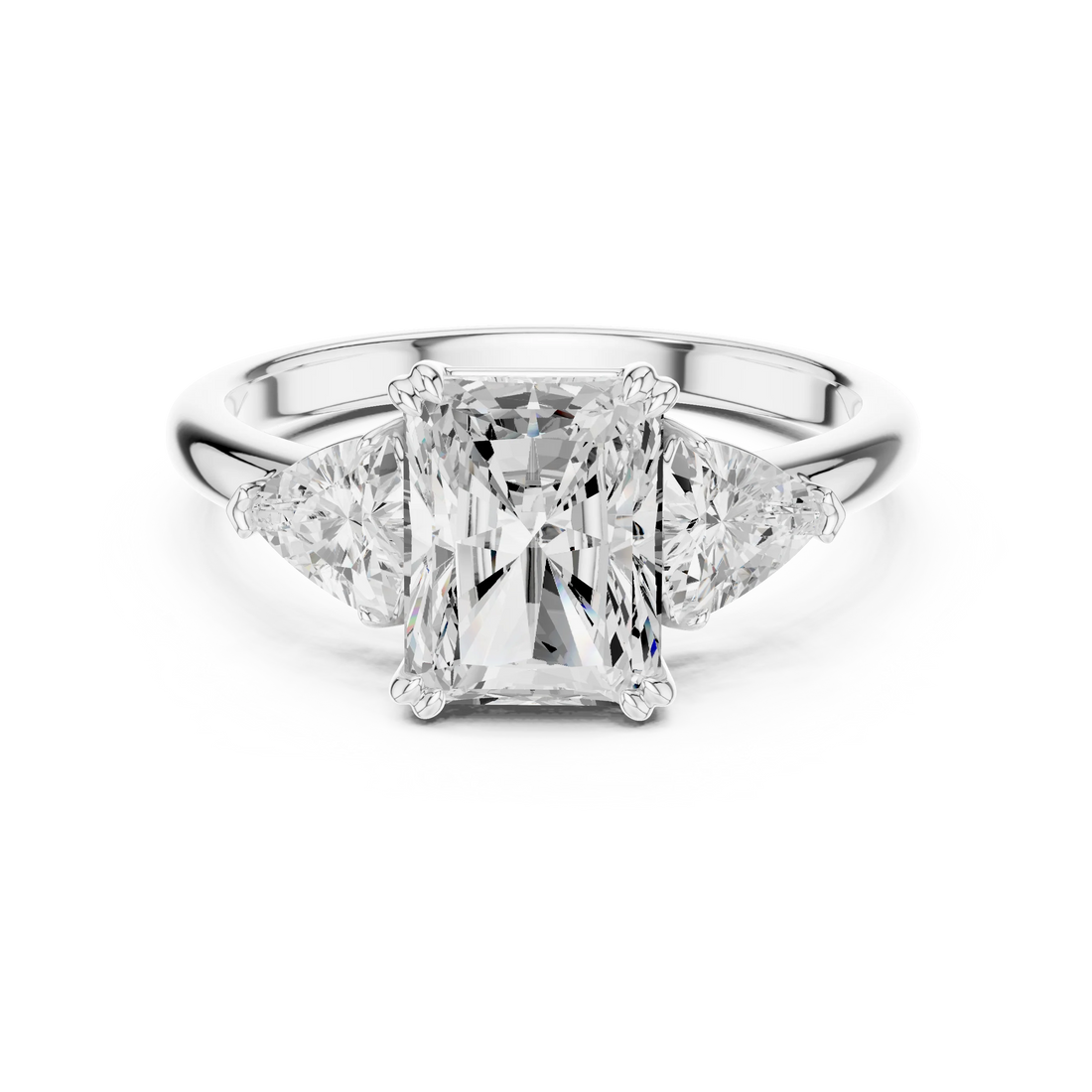 Radiant Cut Diamond Three Stone Engagement Ring