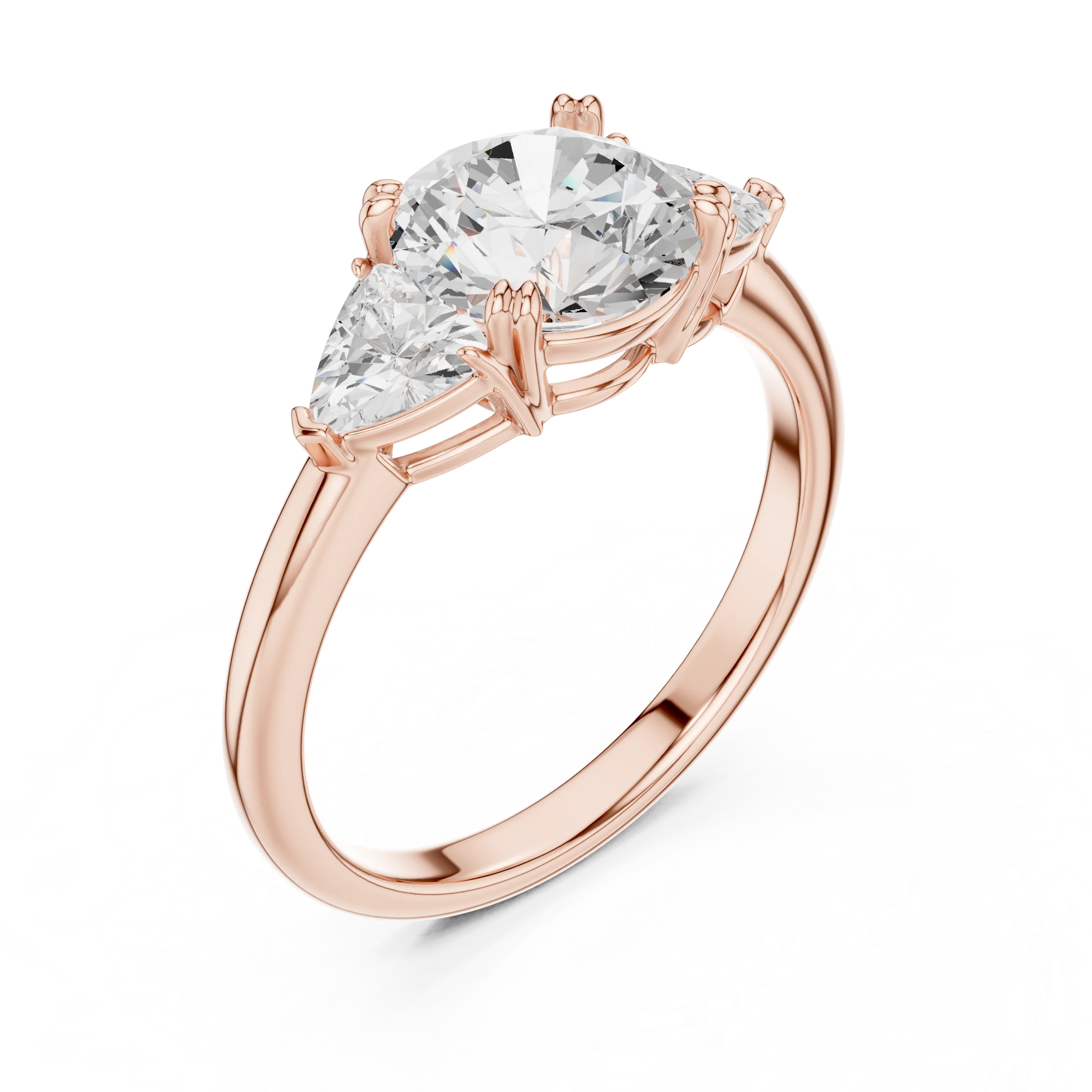 Round Cut Diamond Three Stone Engagement Ring