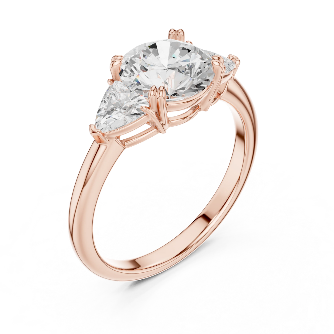 Round Cut Diamond Three Stone Engagement Ring