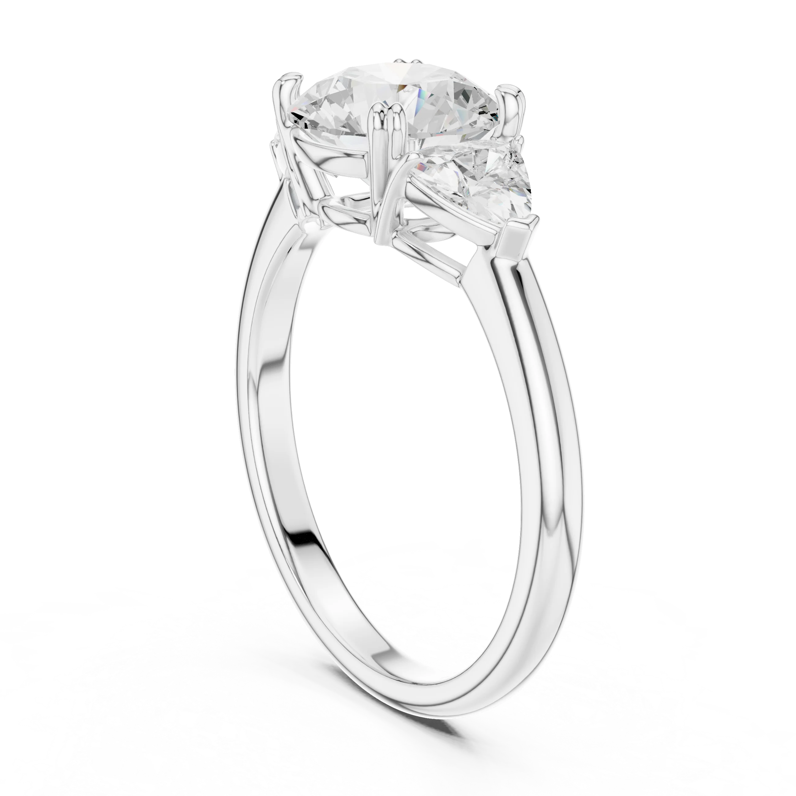 Round Cut Diamond Three Stone Engagement Ring