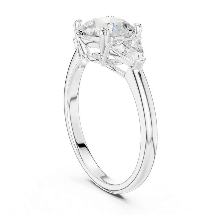 Round Cut Diamond Three Stone Engagement Ring
