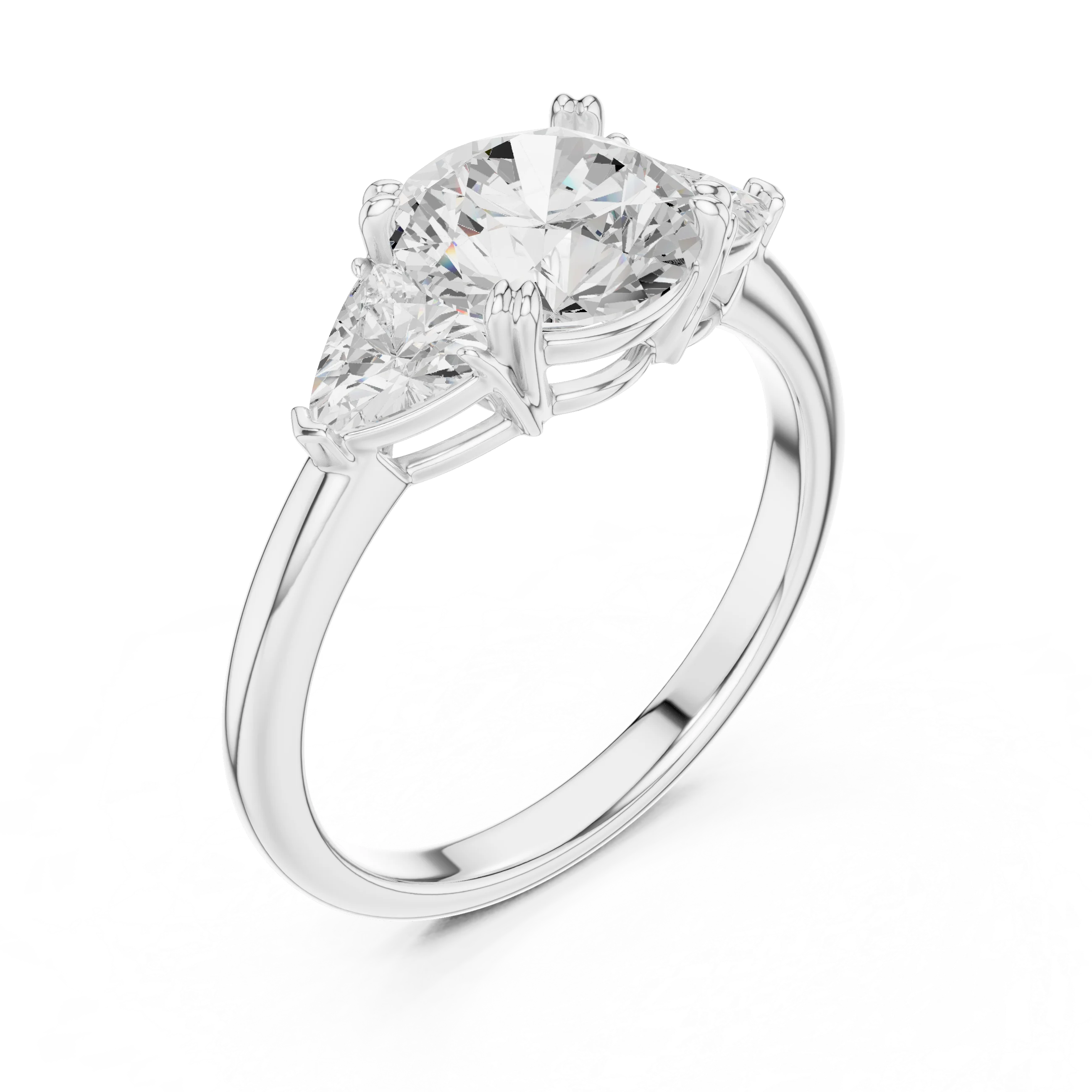 Round Cut Diamond Three Stone Engagement Ring