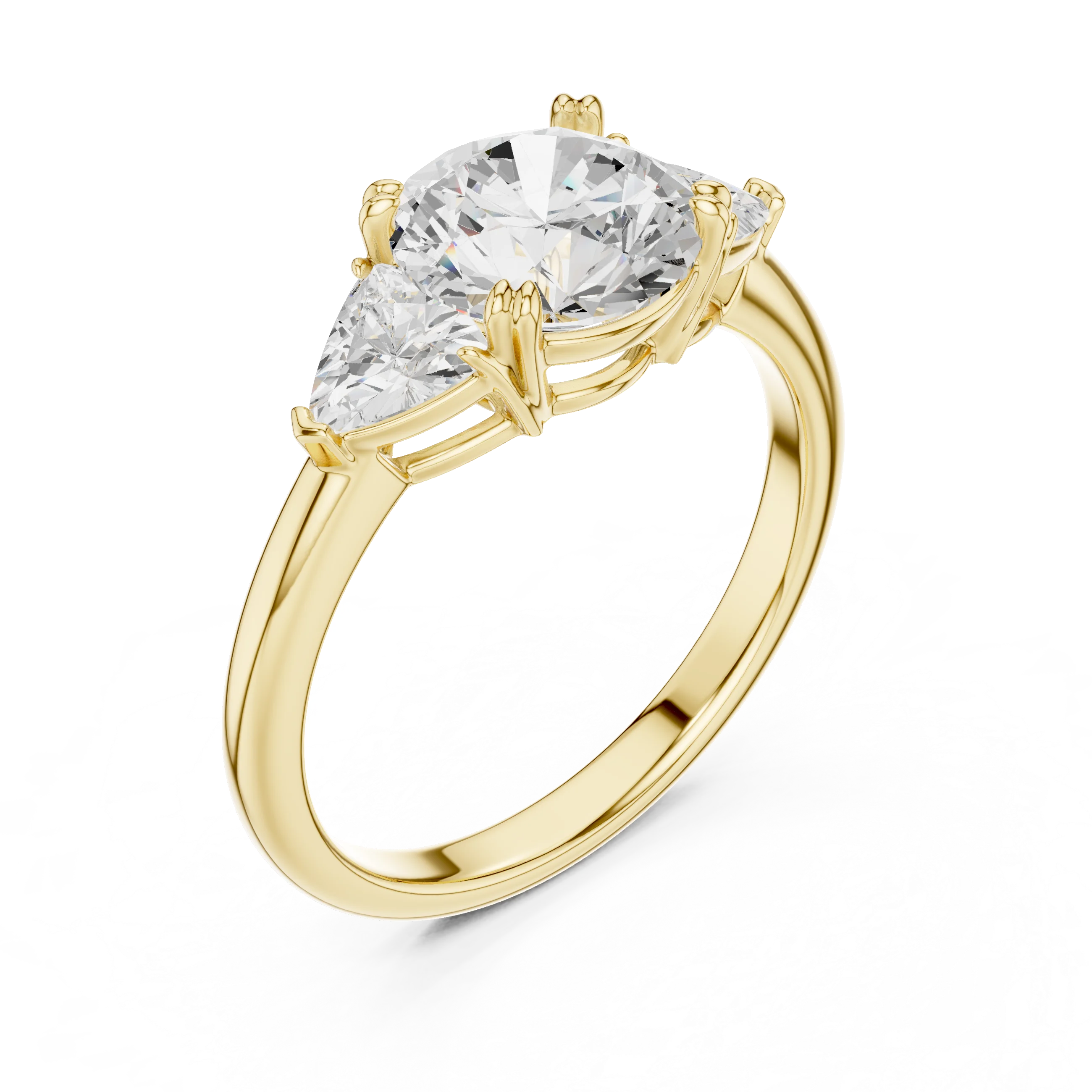 Round Cut Diamond Three Stone Engagement Ring