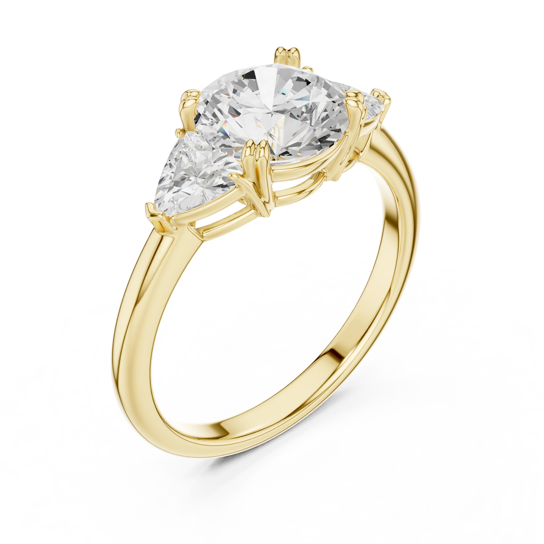 Round Cut Diamond Three Stone Engagement Ring