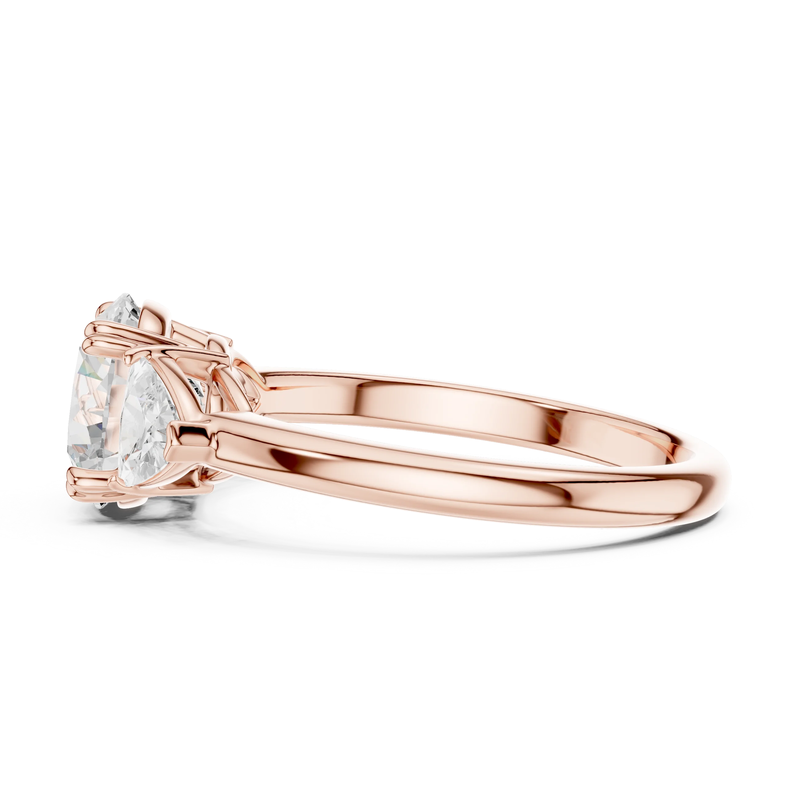 Round Cut Diamond Three Stone Engagement Ring