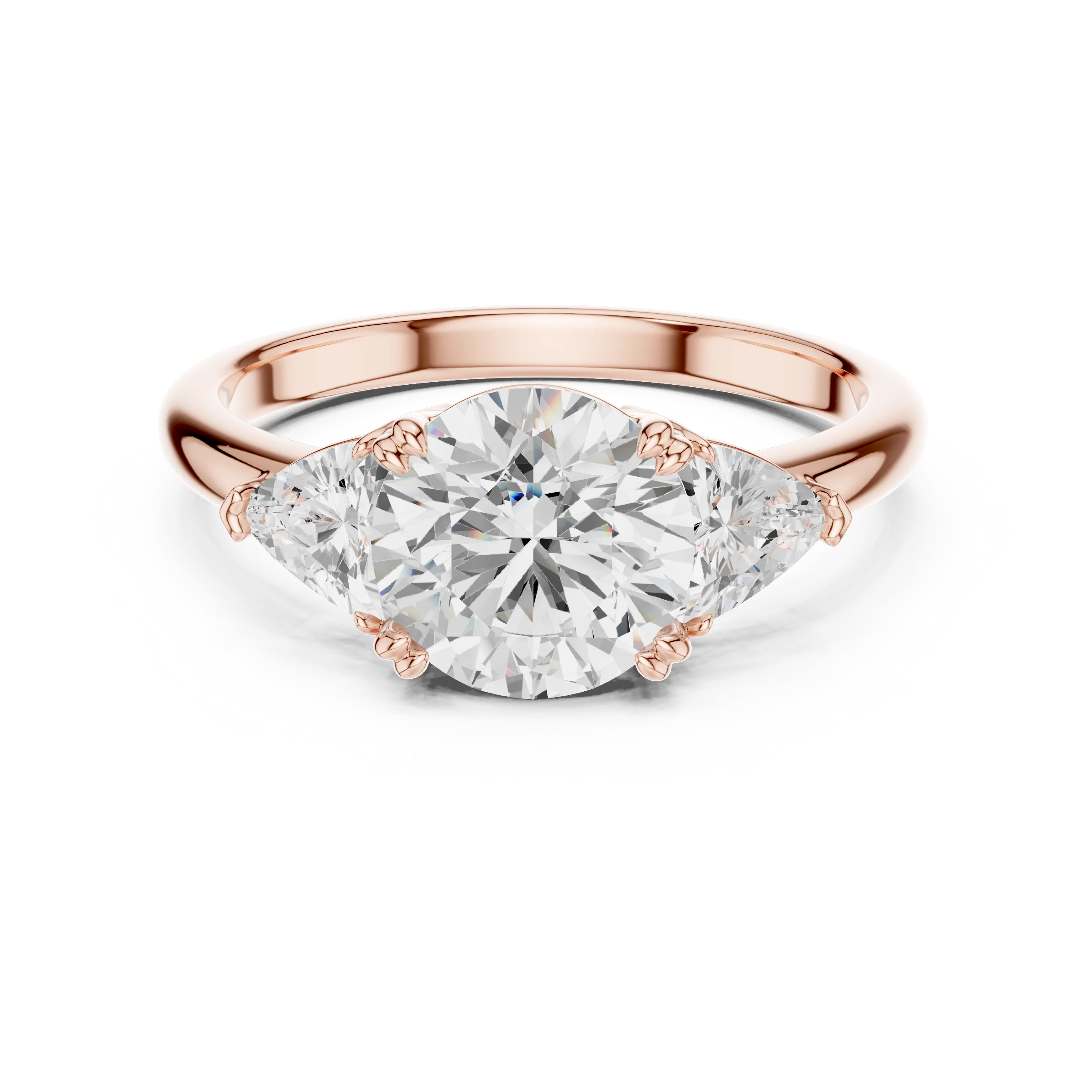 Round Cut Diamond Three Stone Engagement Ring
