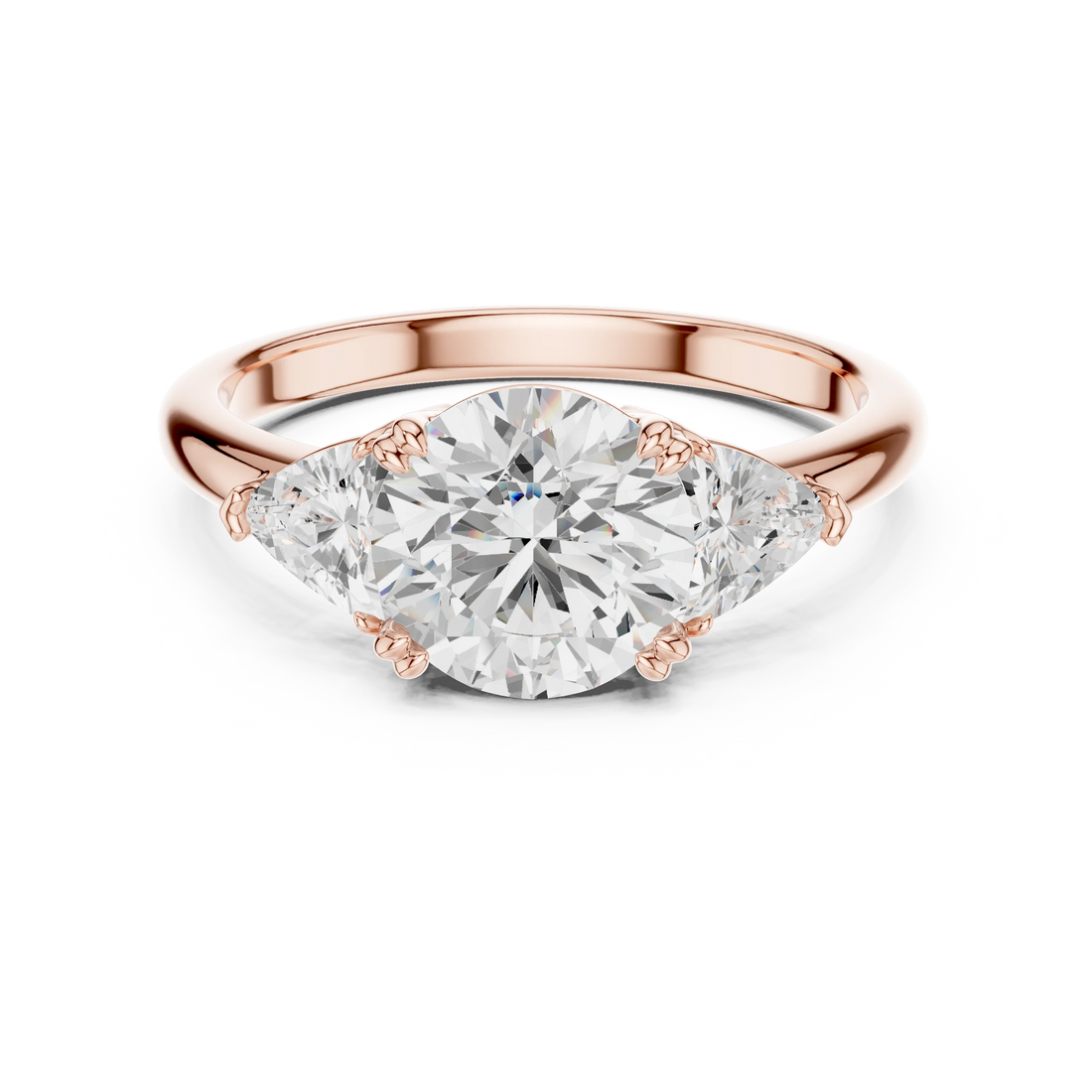 Round Cut Diamond Three Stone Engagement Ring
