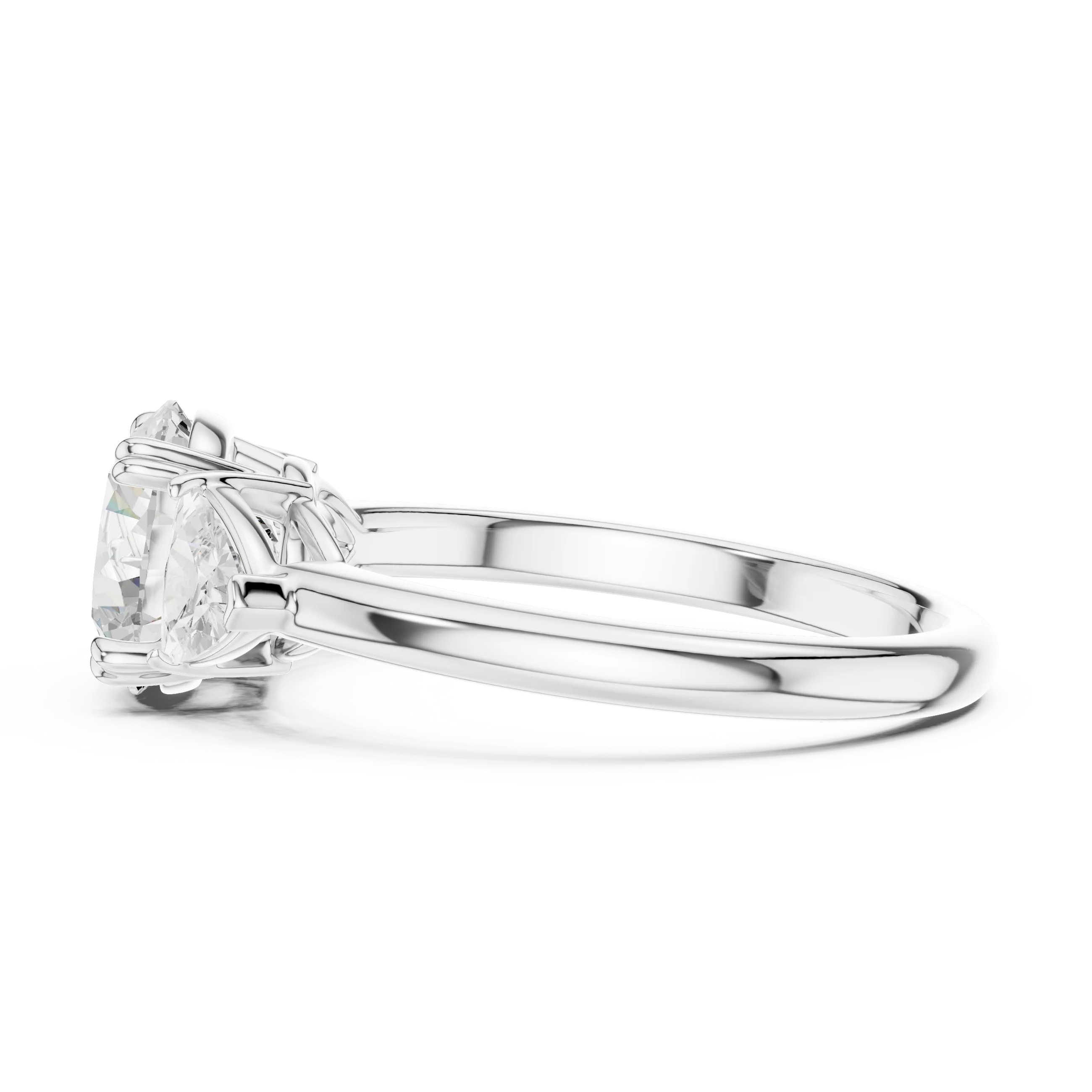 Round Cut Diamond Three Stone Engagement Ring