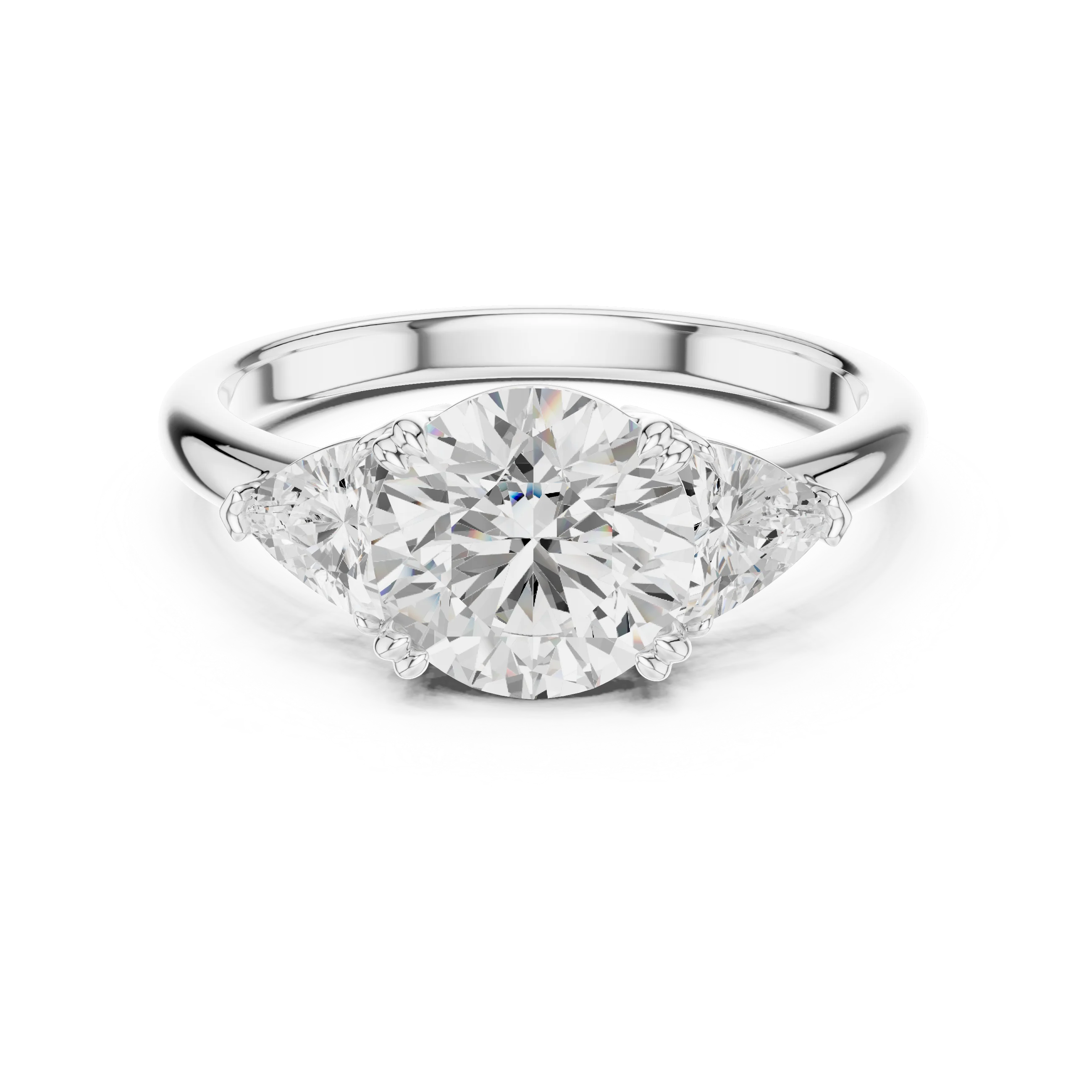 Round Cut Diamond Three Stone Engagement Ring