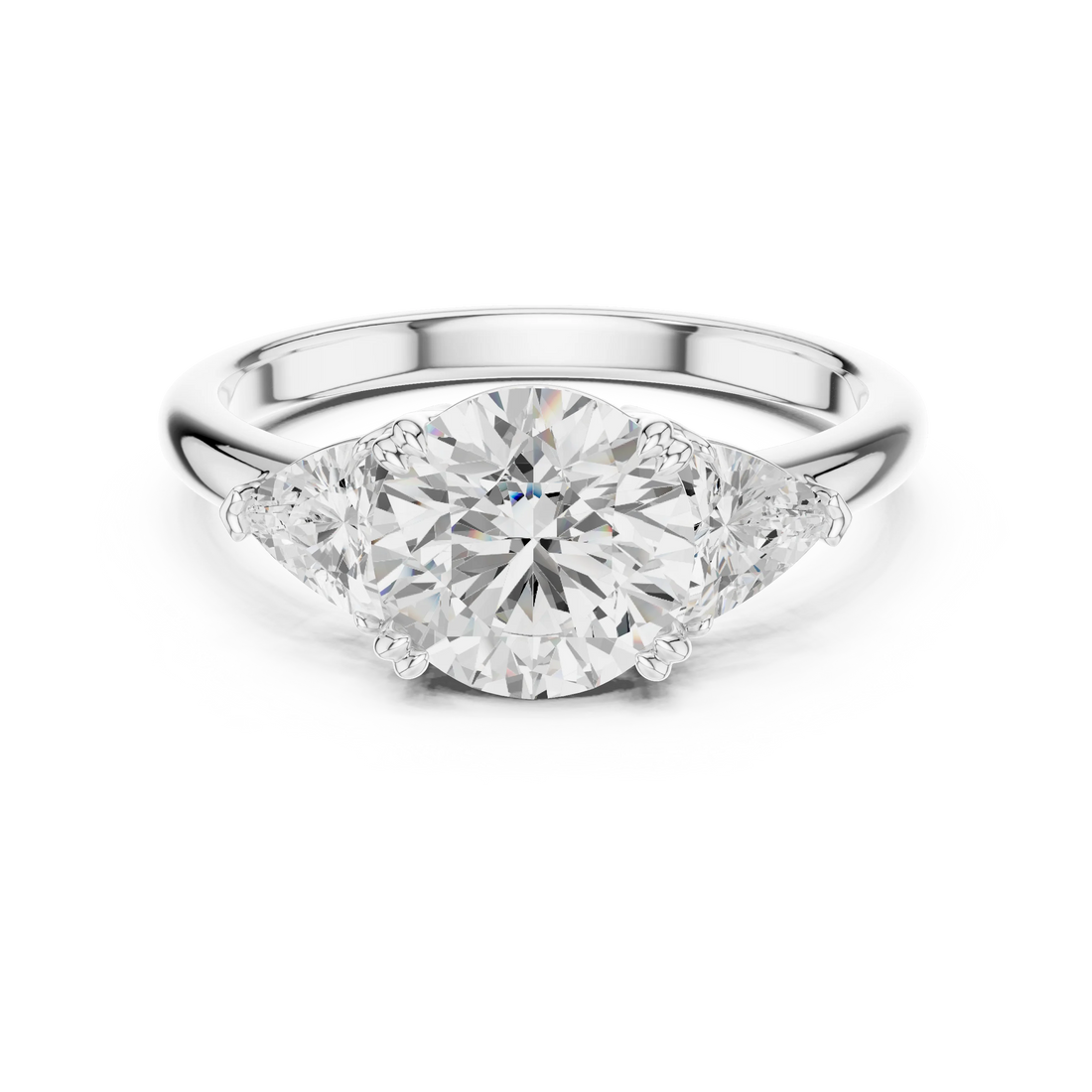 Round Cut Diamond Three Stone Engagement Ring