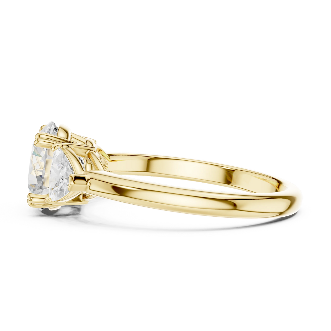 Round Cut Diamond Three Stone Engagement Ring