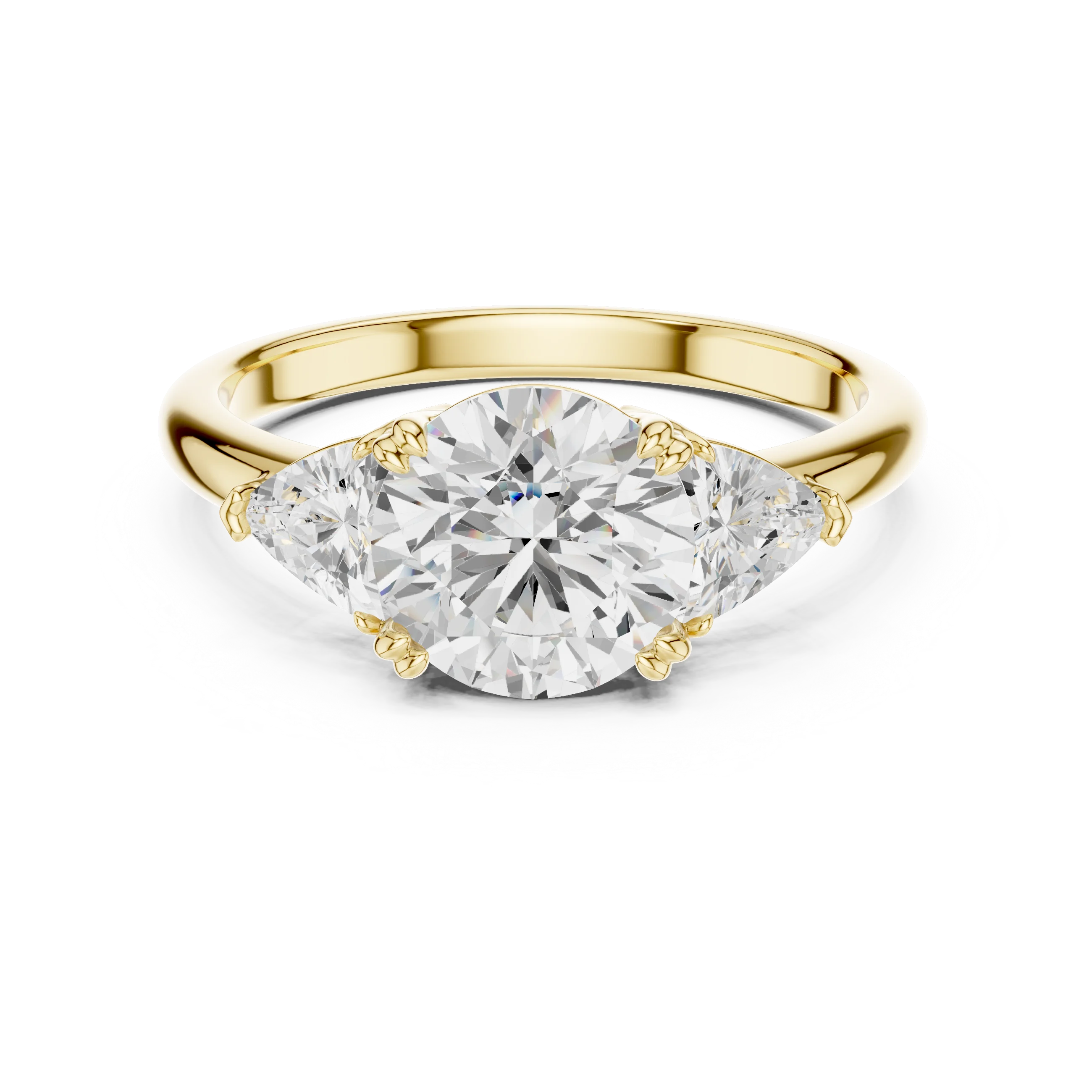 Round Cut Diamond Three Stone Engagement Ring