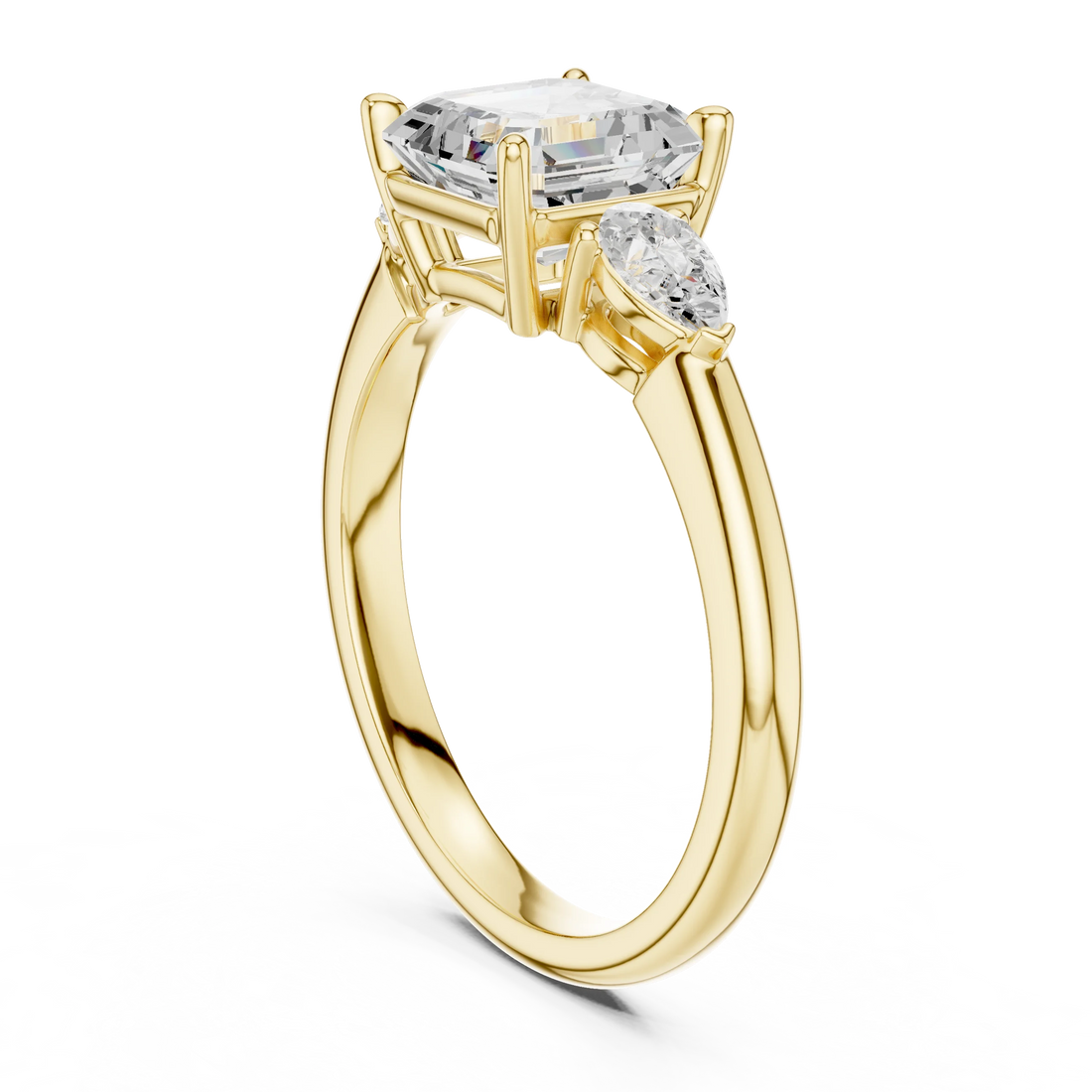 Asscher Cut Diamond Three-Stone Engagement Ring