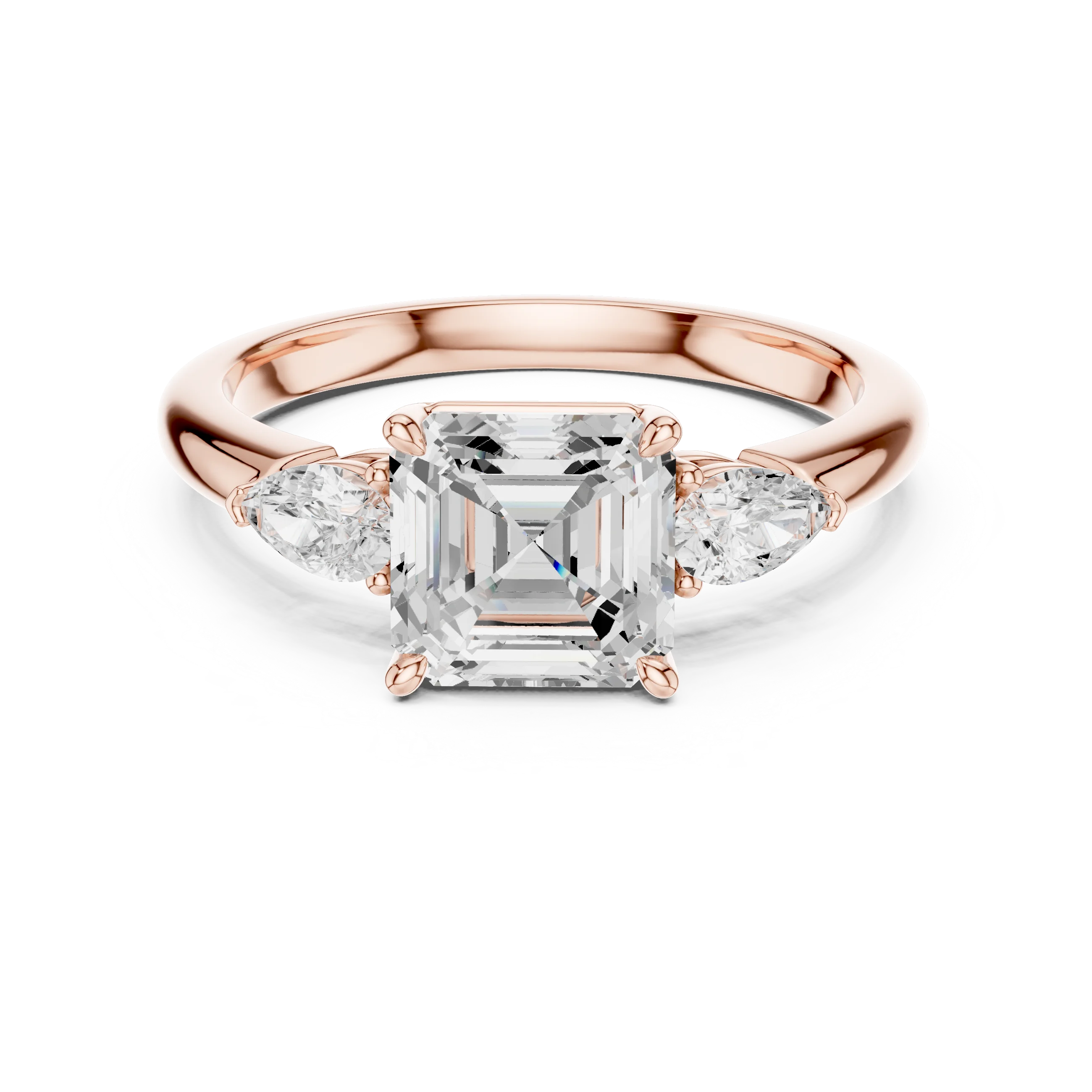 Asscher Cut Diamond Three-Stone Engagement Ring