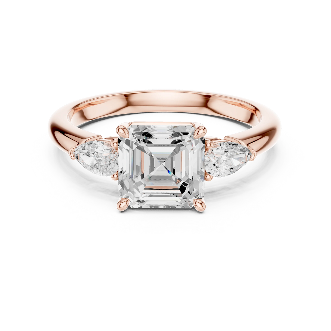 Asscher Cut Diamond Three-Stone Engagement Ring