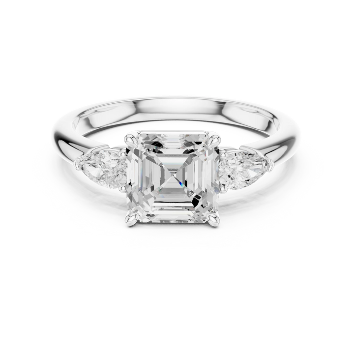 Asscher Cut Diamond Three-Stone Engagement Ring