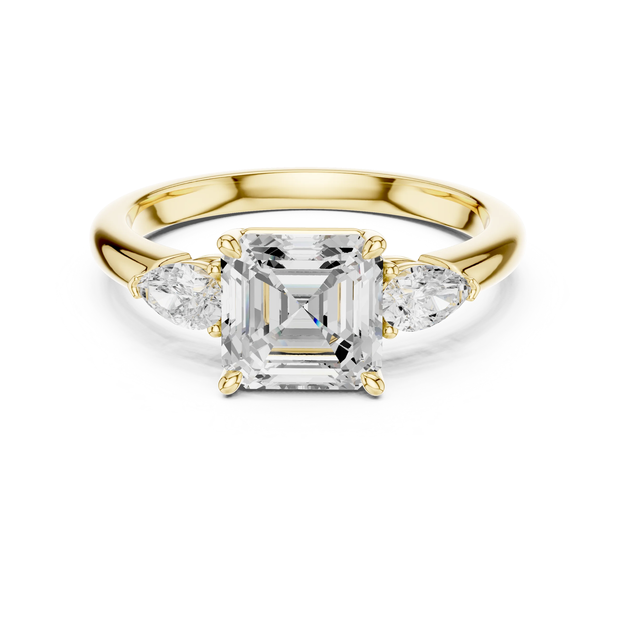 Asscher Cut Diamond Three-Stone Engagement Ring