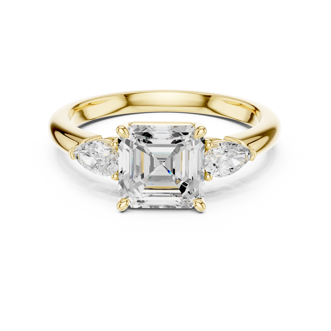 Asscher Cut Diamond Three-Stone Engagement Ring