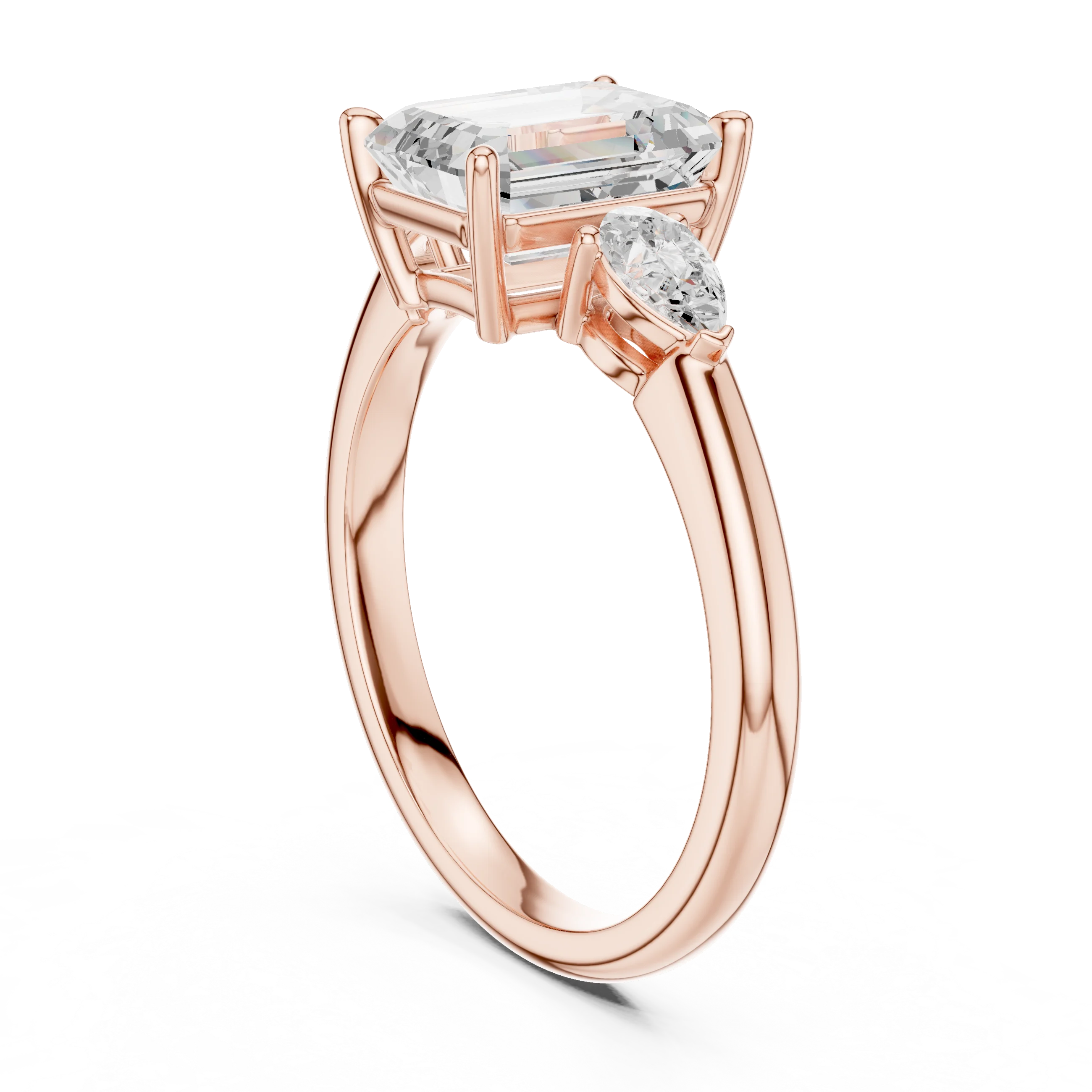 Emerald Cut Diamond Three-Stone Engagement Ring