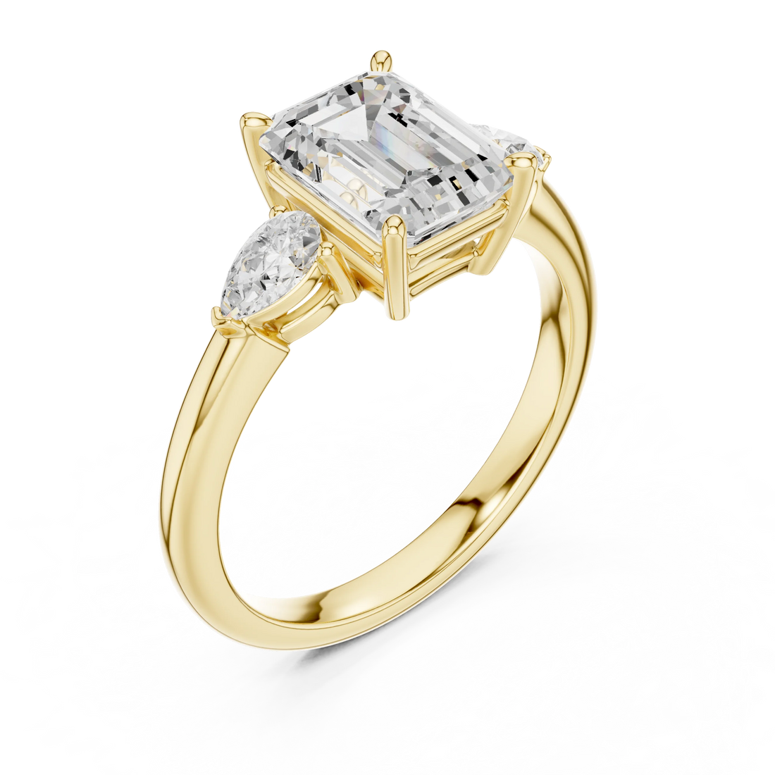 Emerald Cut Diamond Three-Stone Engagement Ring
