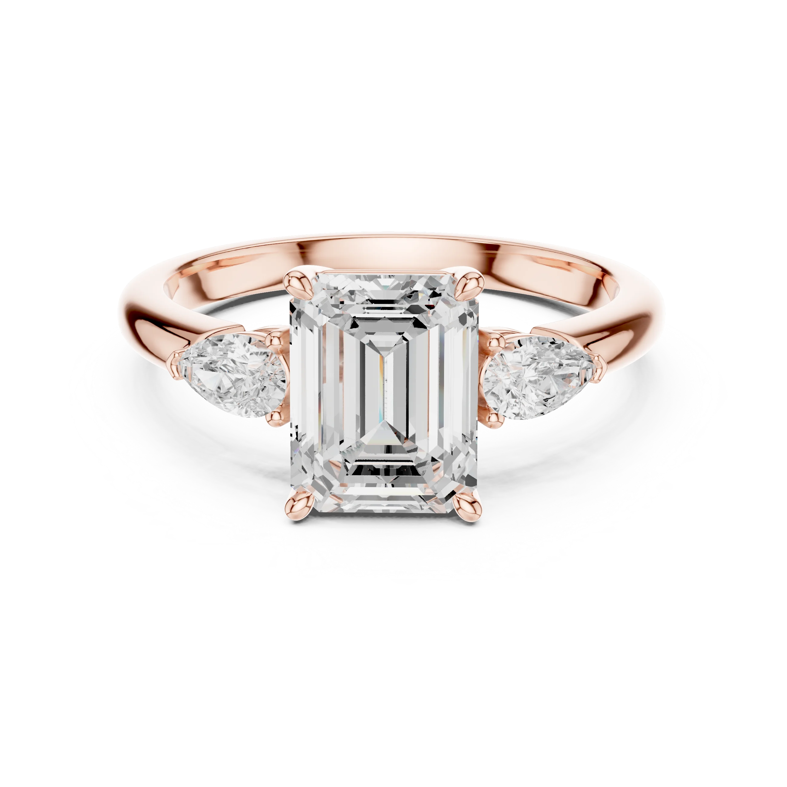Emerald Cut Diamond Three-Stone Engagement Ring