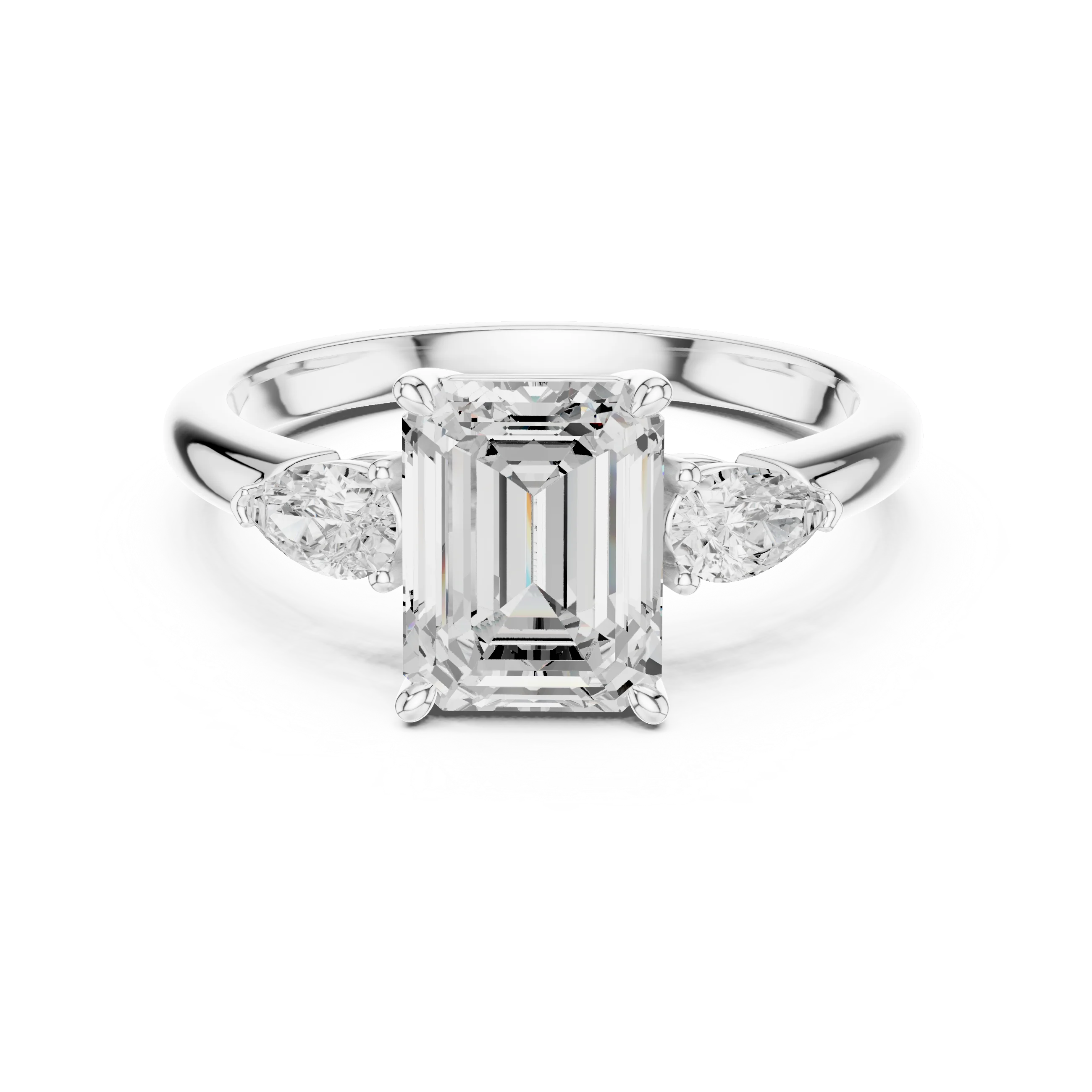 Emerald Cut Diamond Three-Stone Engagement Ring