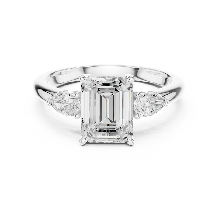 Emerald Cut Diamond Three-Stone Engagement Ring