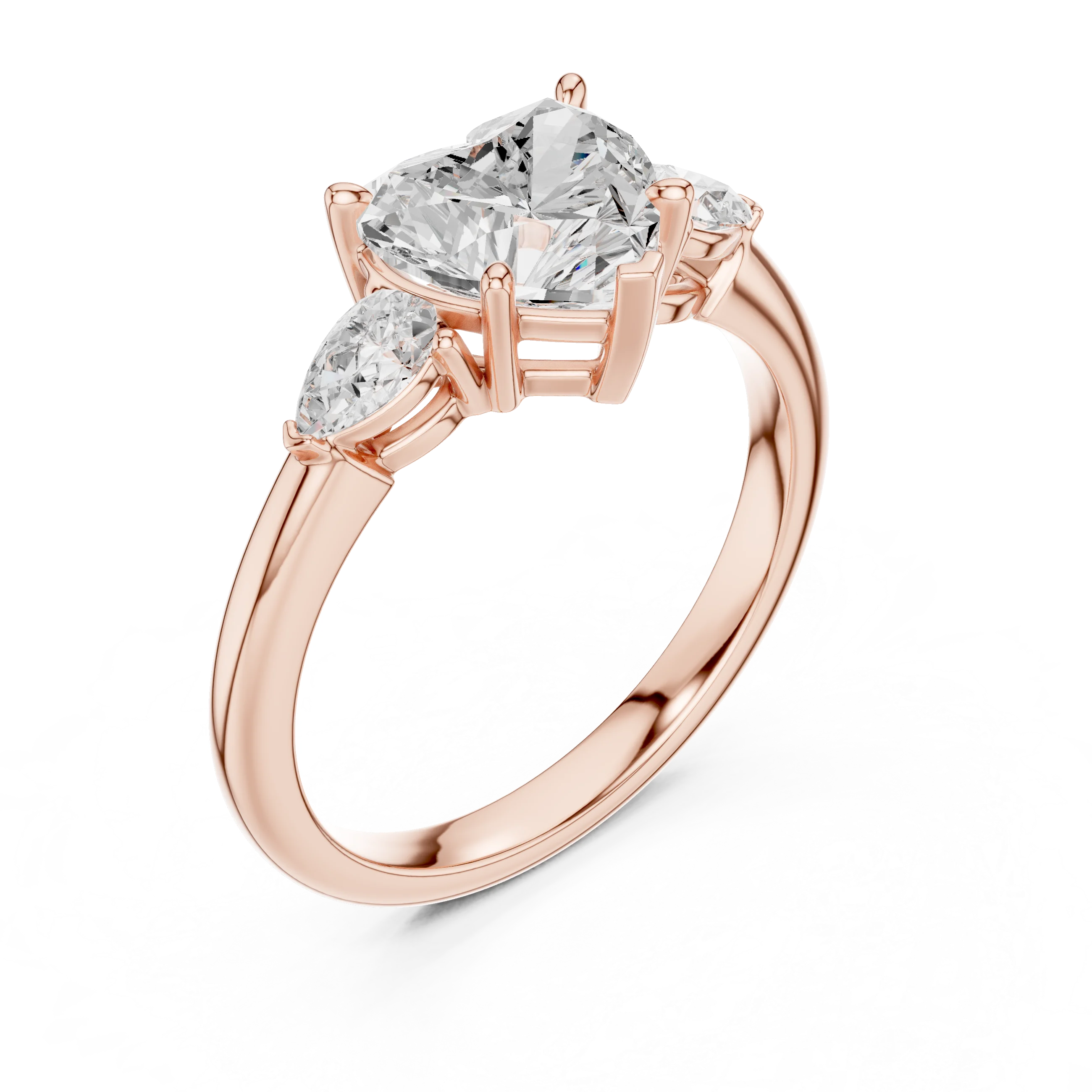 Heart Cut Diamond Three-Stone Engagement Ring