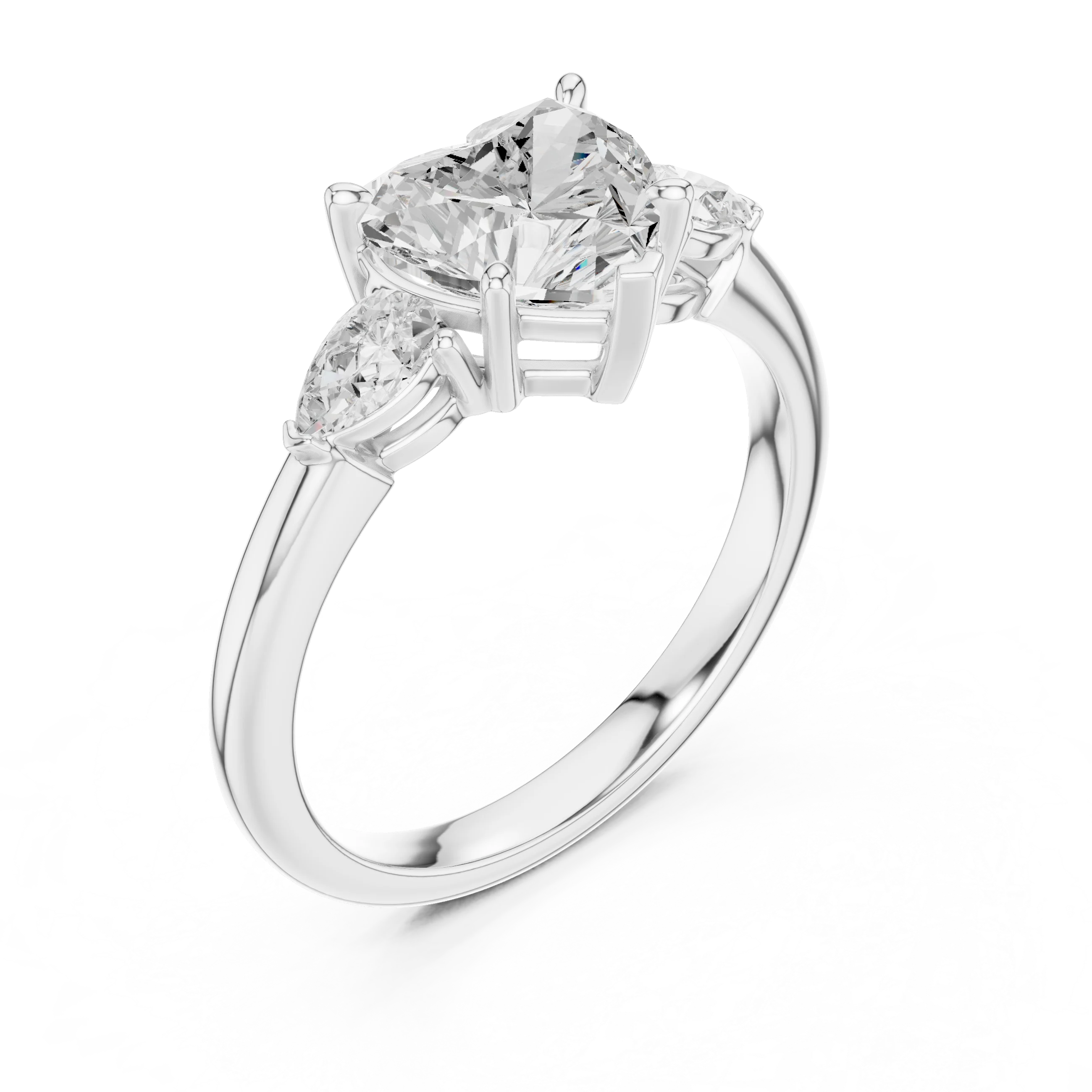 Heart Cut Diamond Three-Stone Engagement Ring