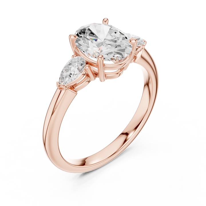 Oval Cut Diamond Three-Stone Engagement Ring